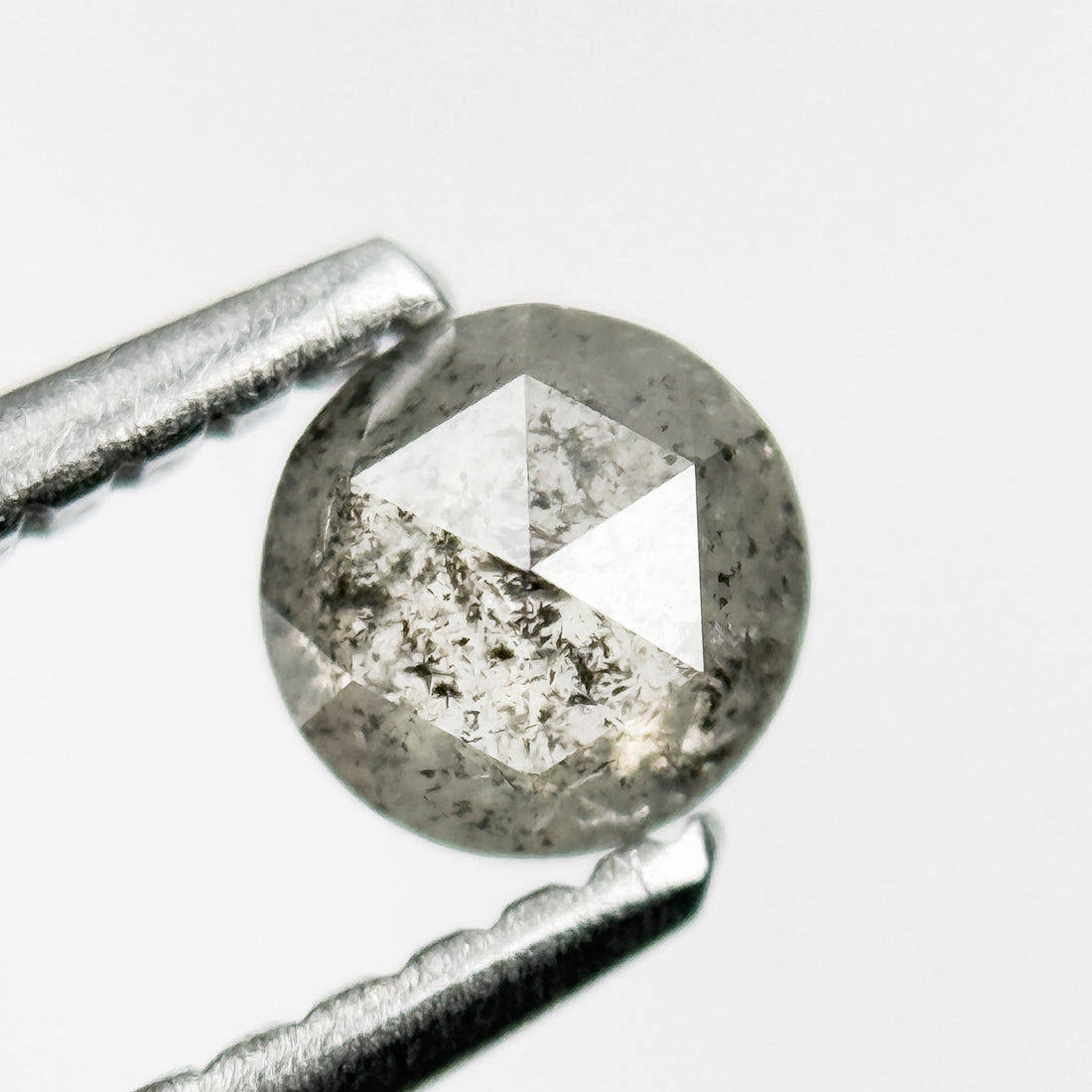 0.37 Ct Round Rose Cut Grey Natural Salt and Pepper Diamond