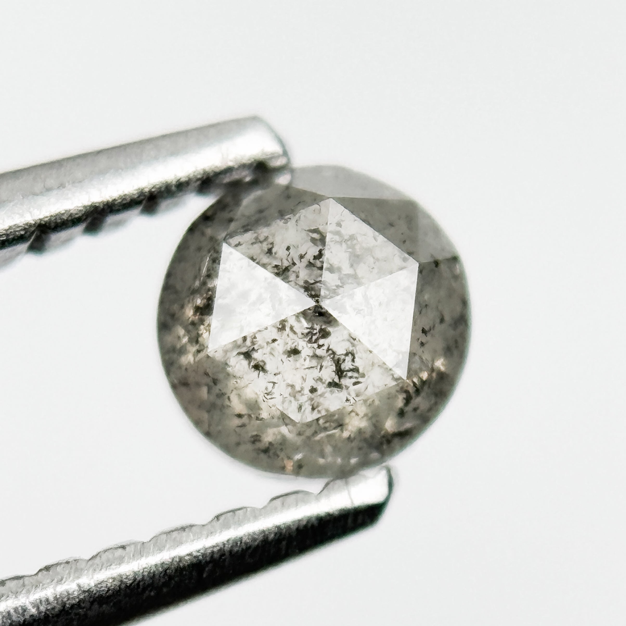 0.37 Ct Round Rose Cut Grey Natural Salt and Pepper Diamond