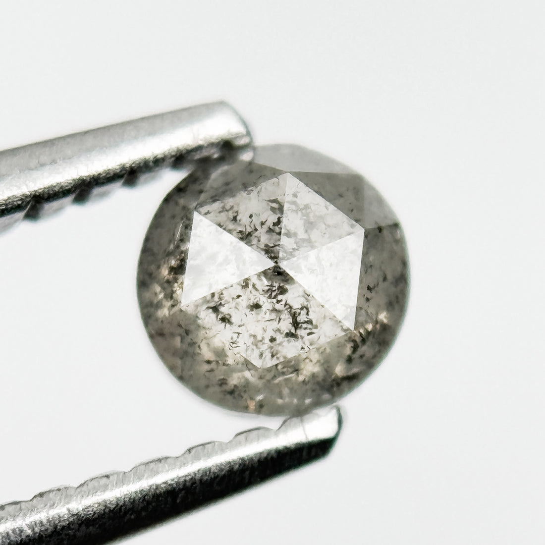 0.37 Ct Round Rose Cut Grey Natural Salt and Pepper Diamond