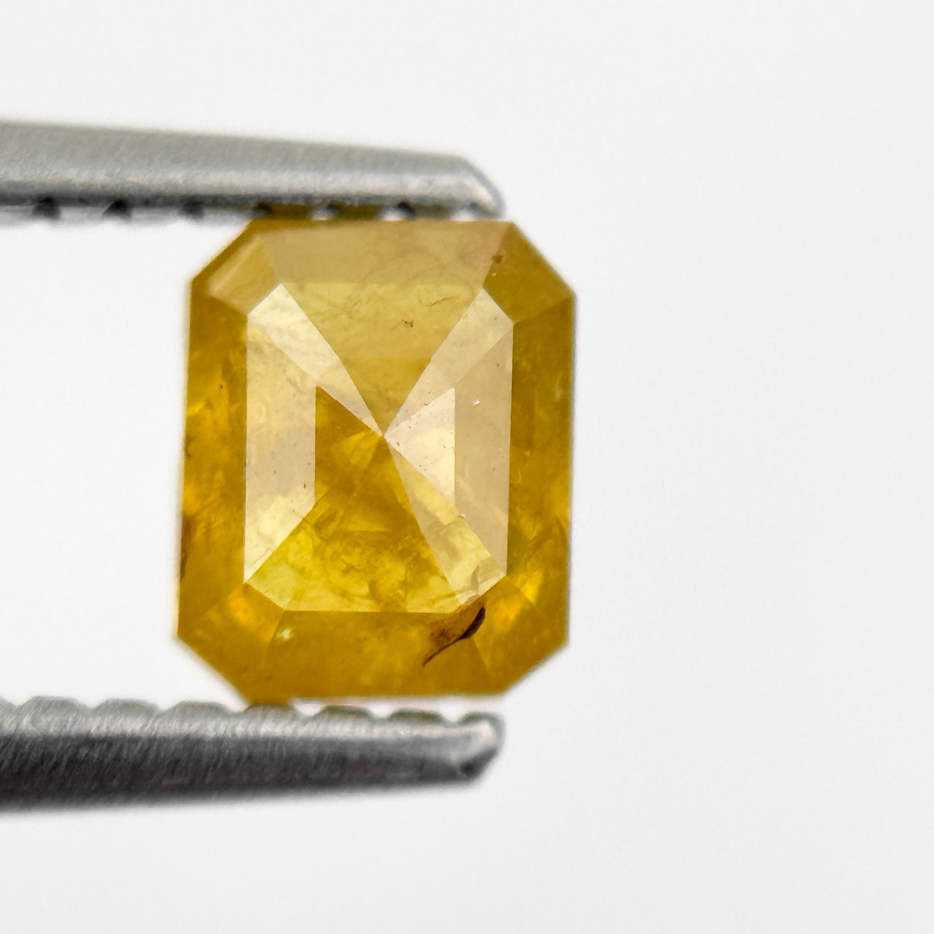 0.76 Ct Emerald Rose Cut Yellow Natural Salt and Pepper Diamond