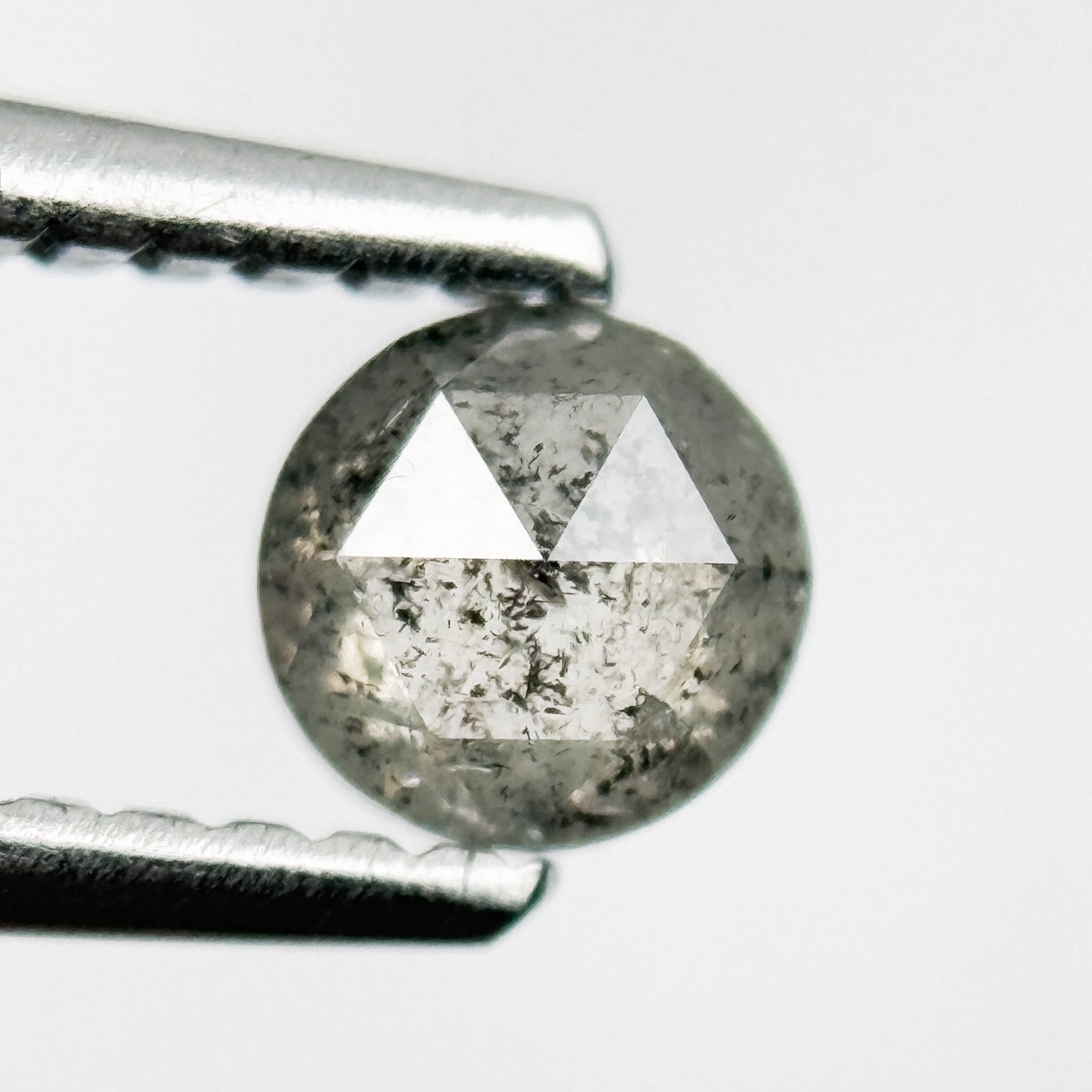 0.37 Ct Round Rose Cut Grey Natural Galaxy Diamond