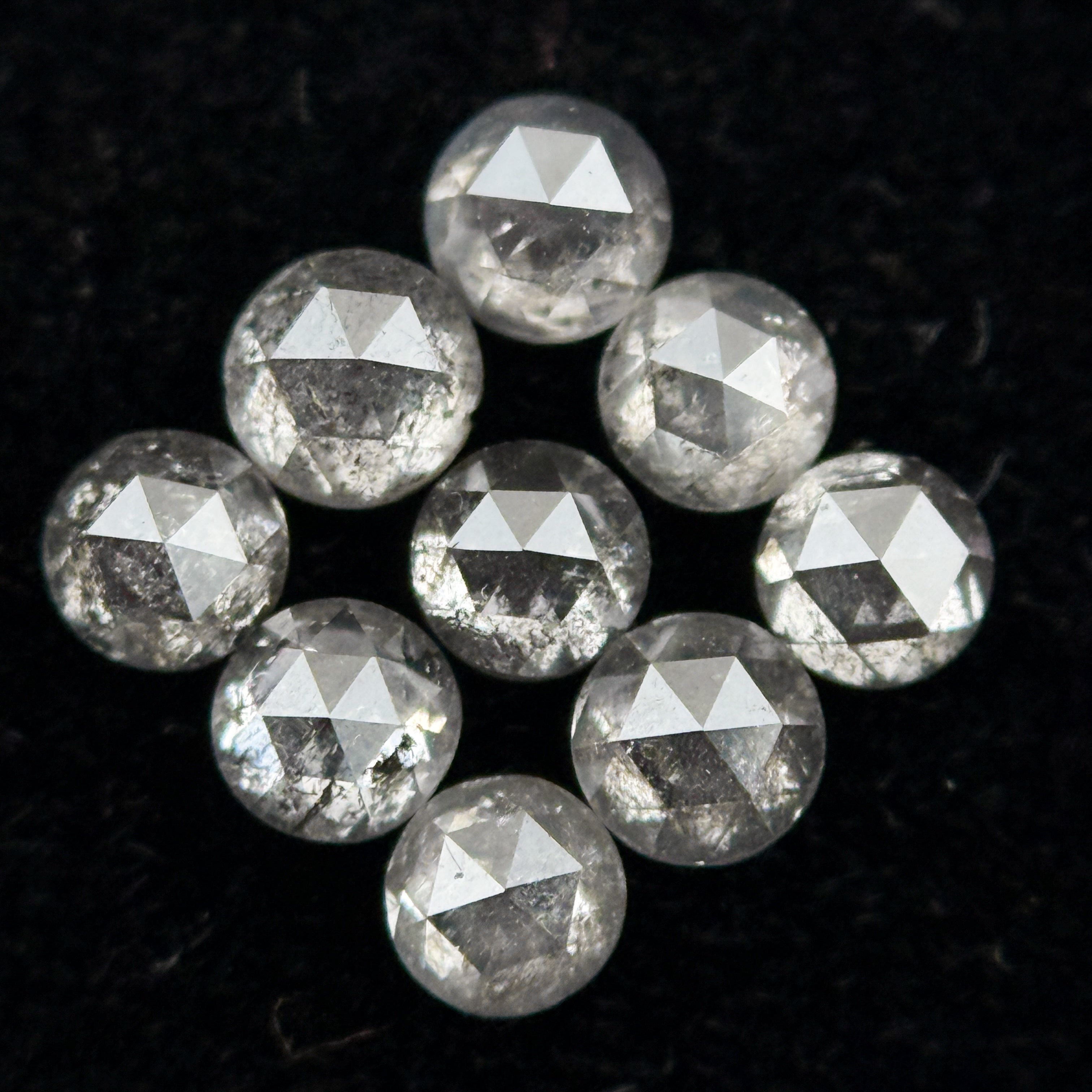 1.5 MM Round Rose Cut Grey Natural Galaxy Diamond