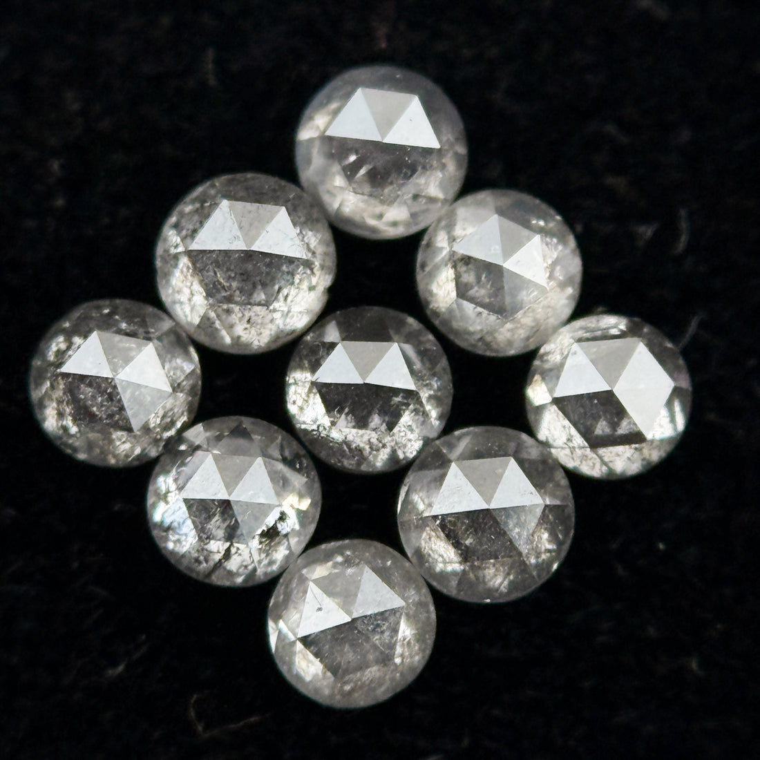 1.5 MM Round Rose Cut Grey Natural Galaxy Diamond