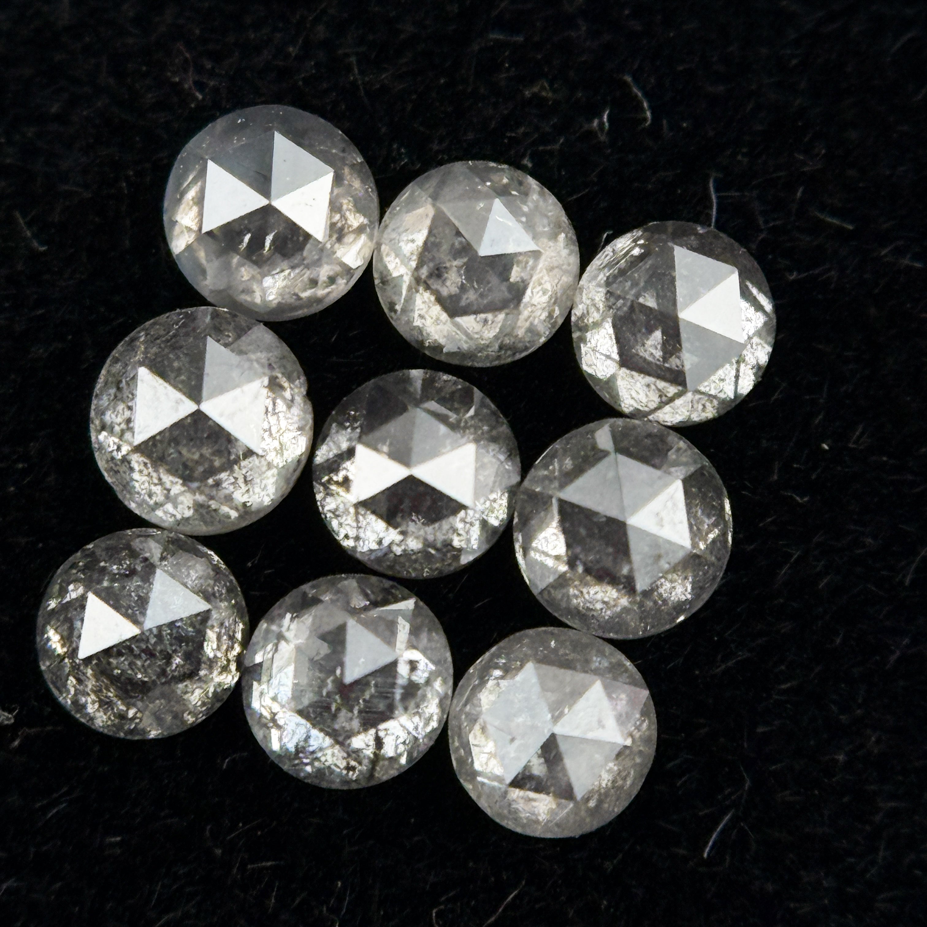 1.5 MM Round Rose Cut Grey Natural Galaxy Diamond