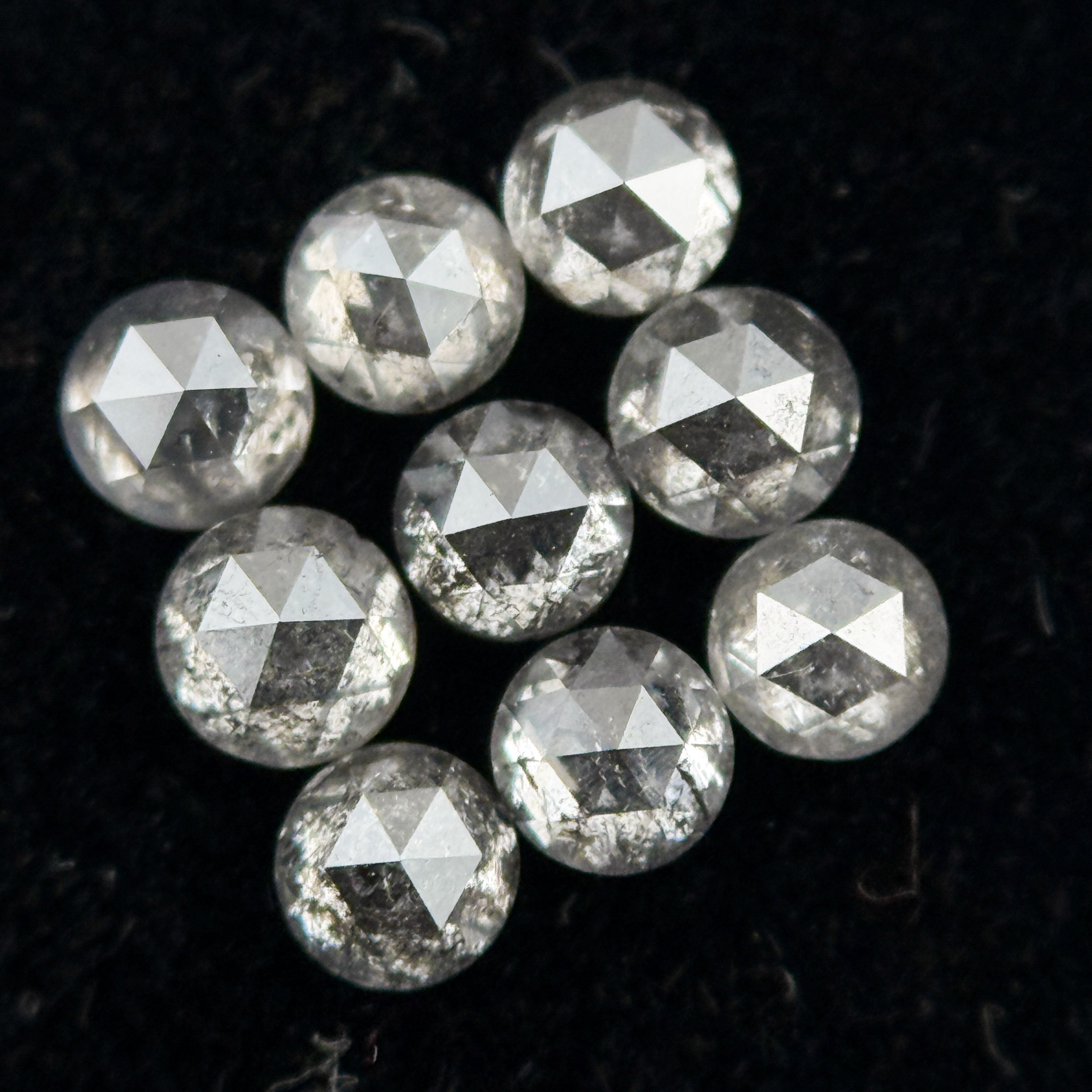 1.5 MM Round Rose Cut Grey Natural Galaxy Diamond