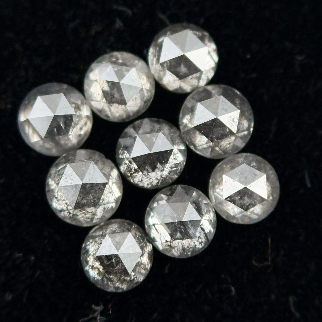 1.5 MM Round Rose Cut Grey Natural Galaxy Diamond