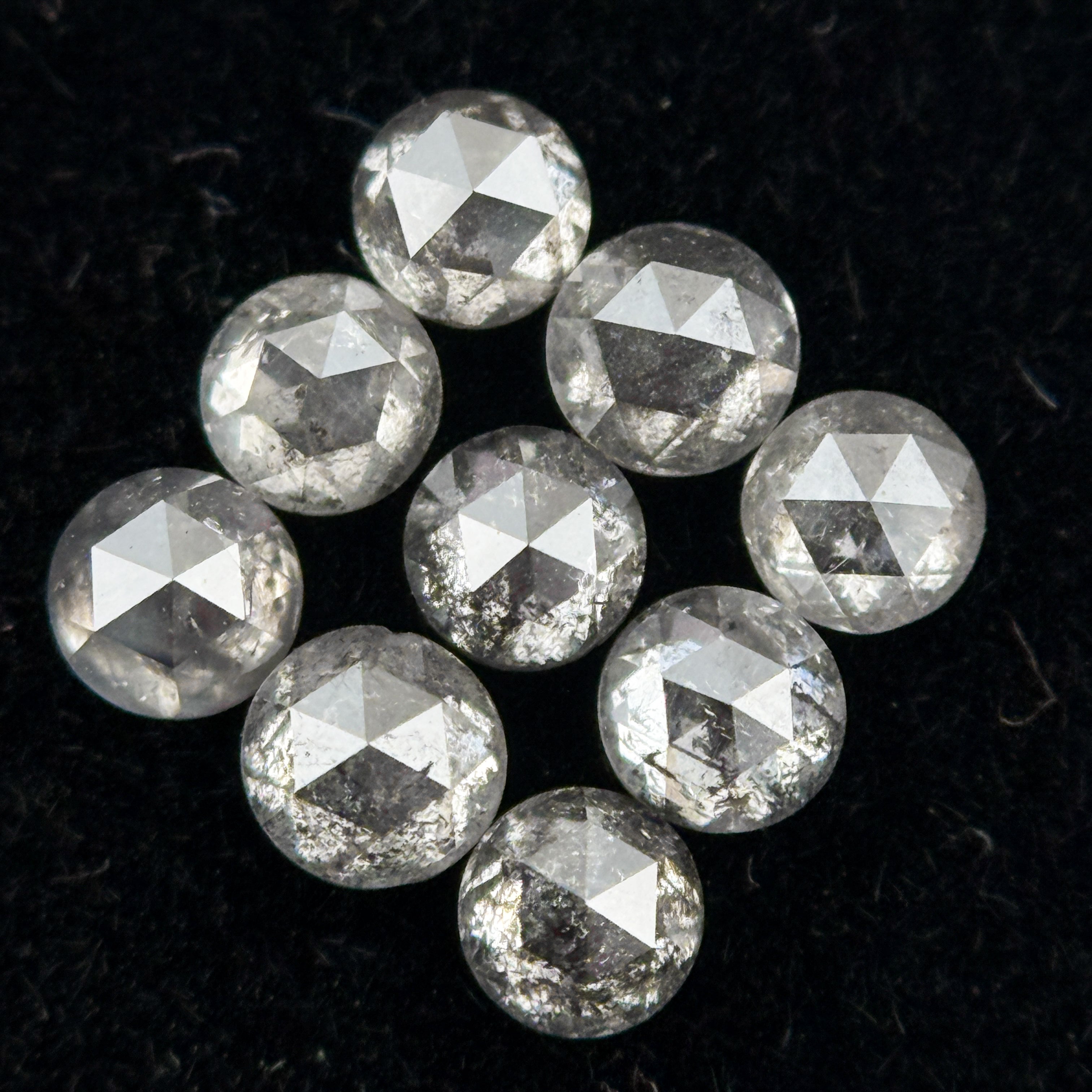 1.5 MM Round Rose Cut Grey Natural Galaxy Diamond