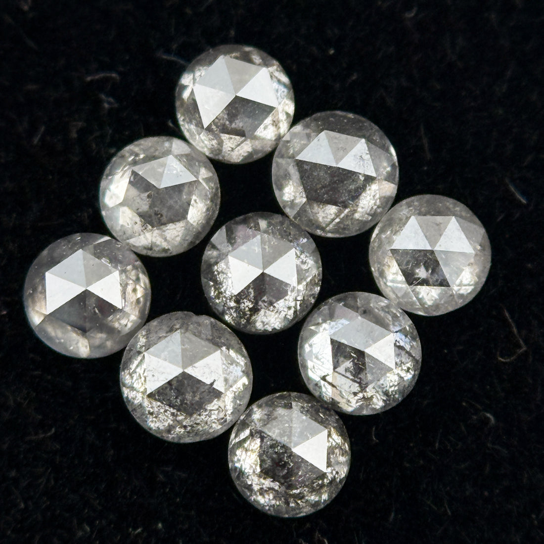 1.5 MM Round Rose Cut Grey Natural Galaxy Diamond