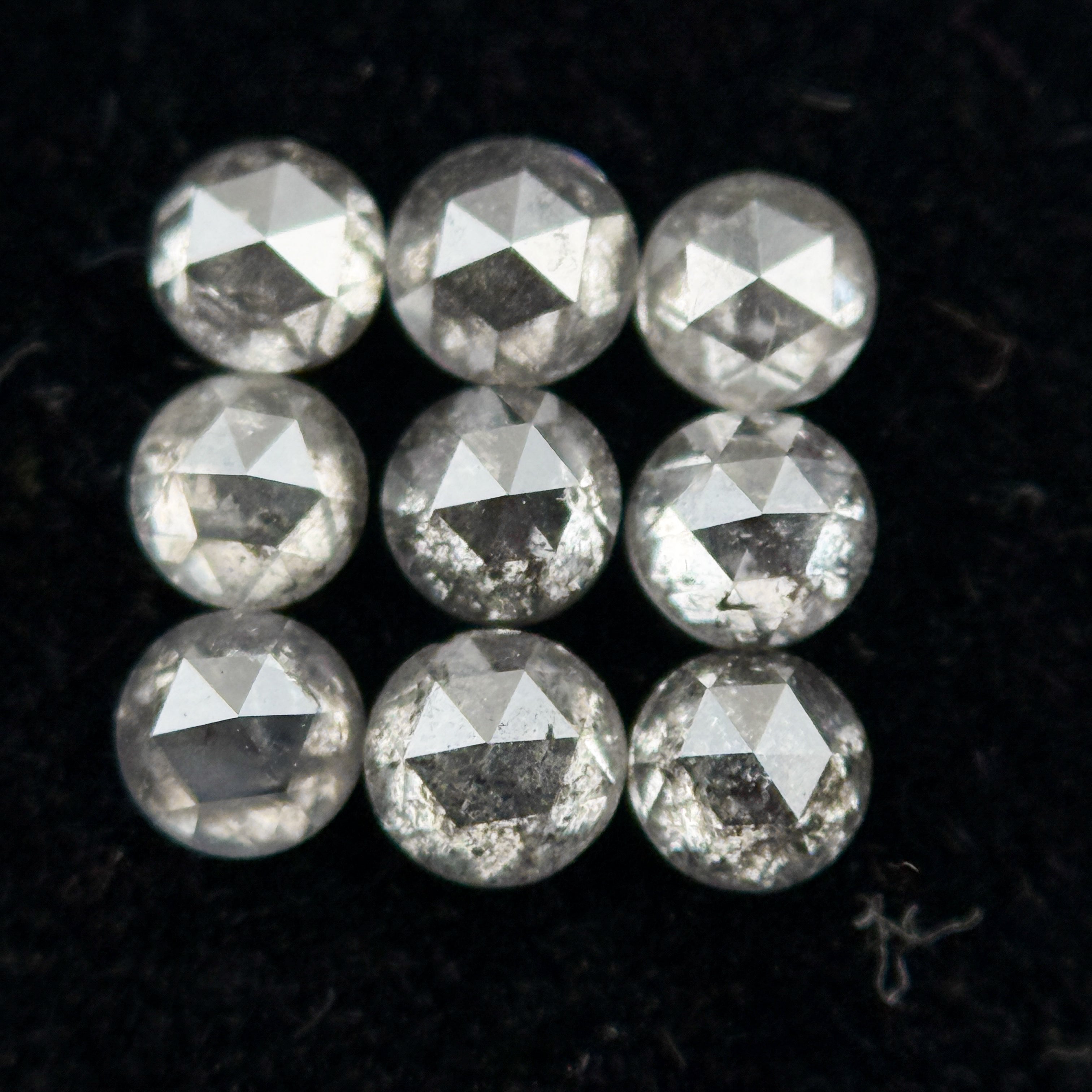 1.5 MM Round Rose Cut Grey Natural Galaxy Diamond