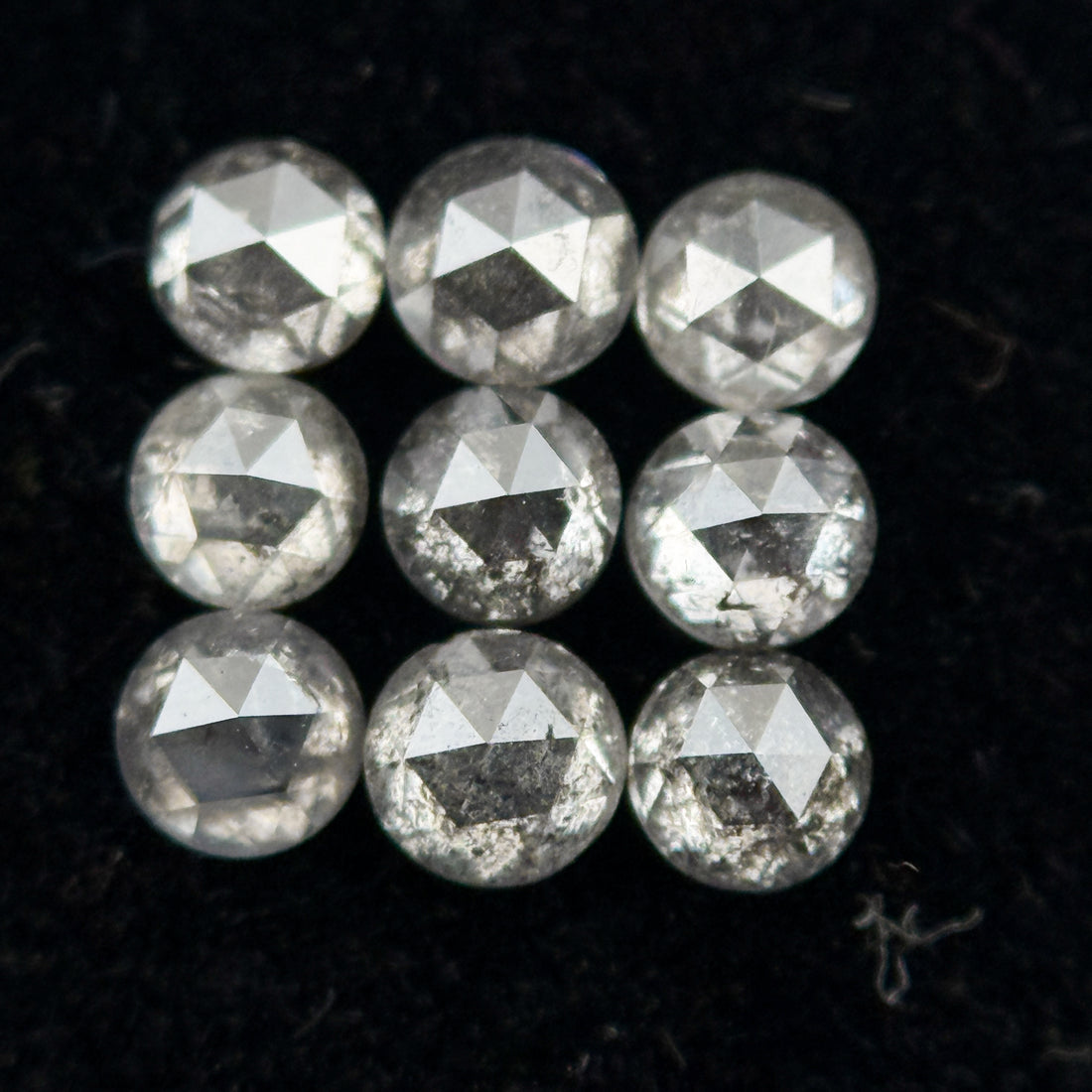 1.5 MM Round Rose Cut Grey Natural Galaxy Diamond