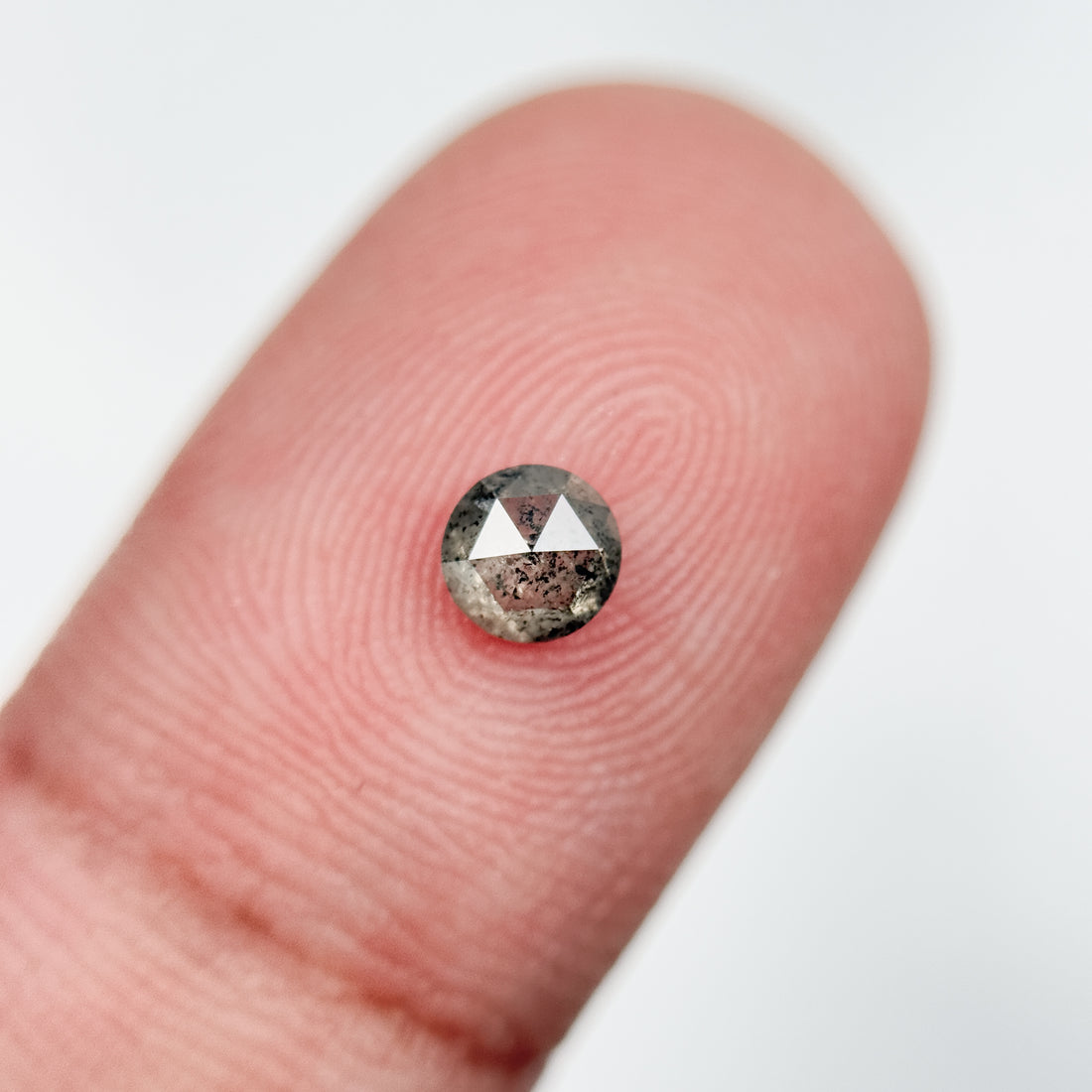 0.37 Ct Round Rose Cut Grey Natural Salt and Pepper Diamond