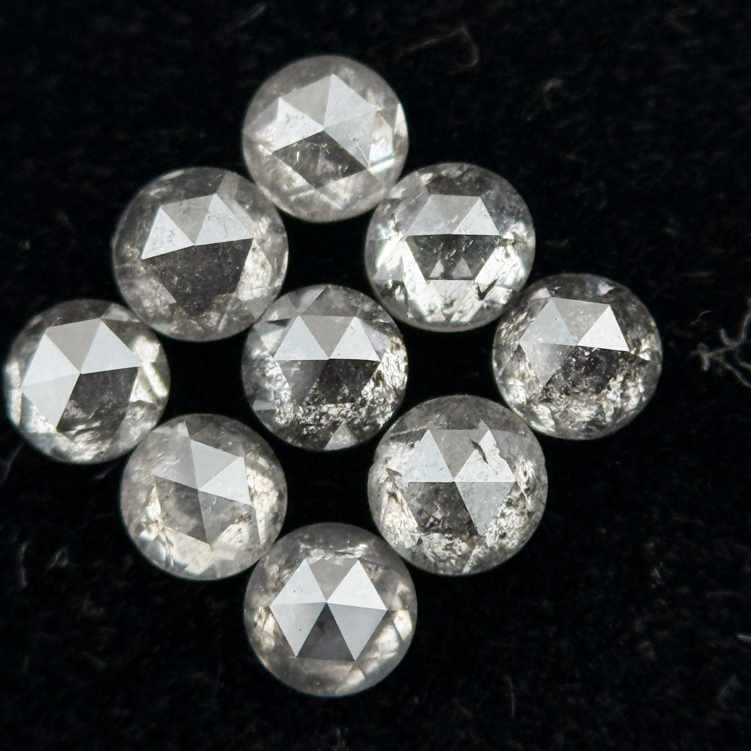 1.5 MM Round Rose Cut Grey Natural Galaxy Diamond