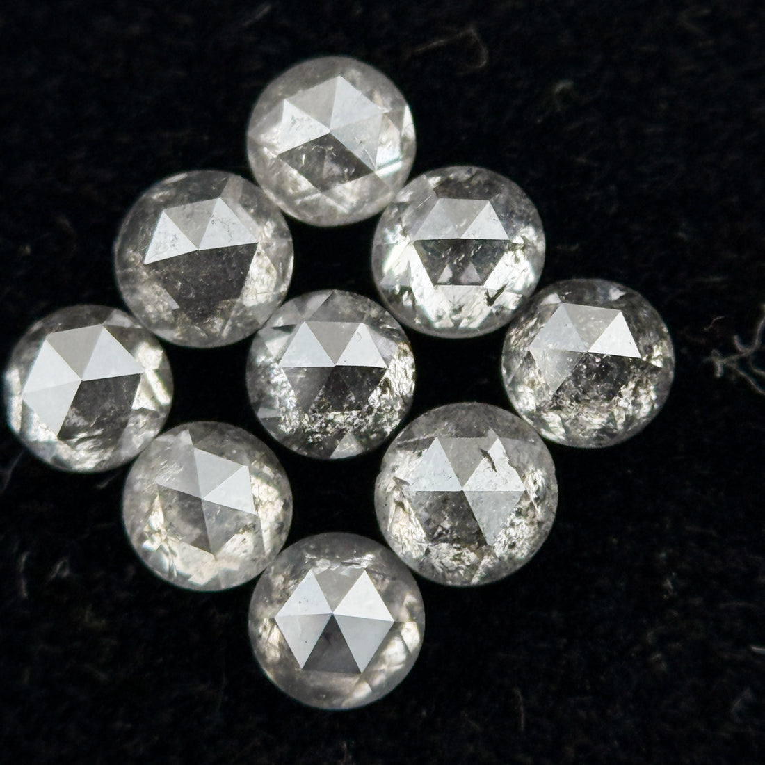 1.5 MM Round Rose Cut Grey Natural Galaxy Diamond