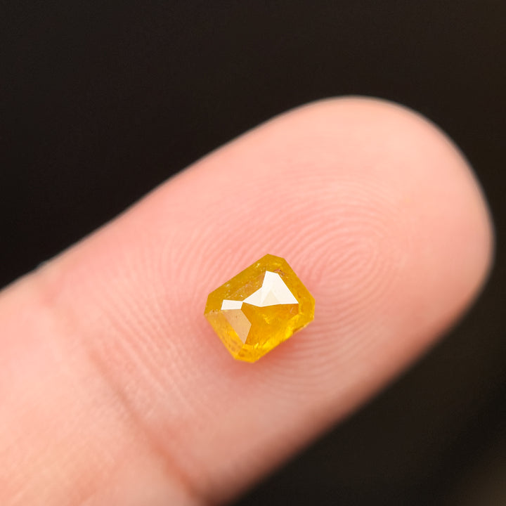 0.76 Ct Emerald Rose Cut Yellow Natural Salt and Pepper Diamond