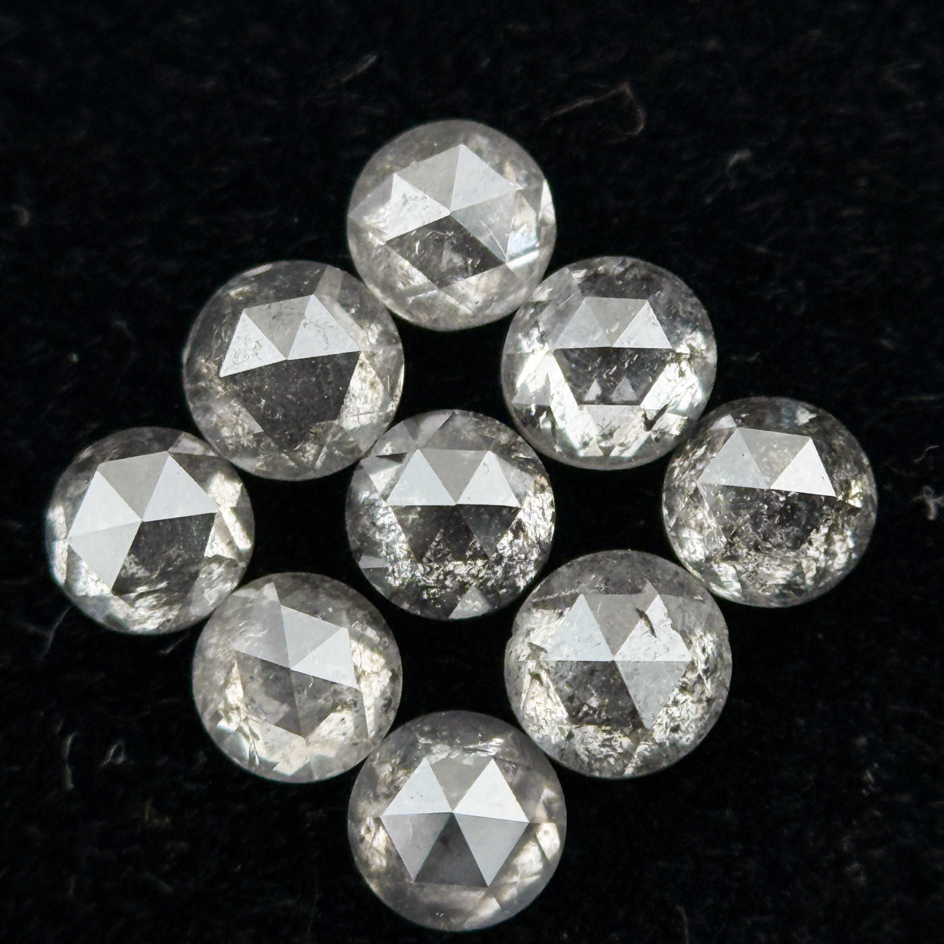 1.5 MM Round Rose Cut Grey Natural Galaxy Diamond