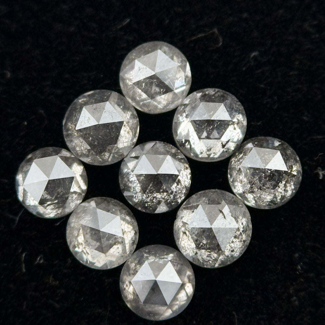1.5 MM Round Rose Cut Grey Natural Galaxy Diamond