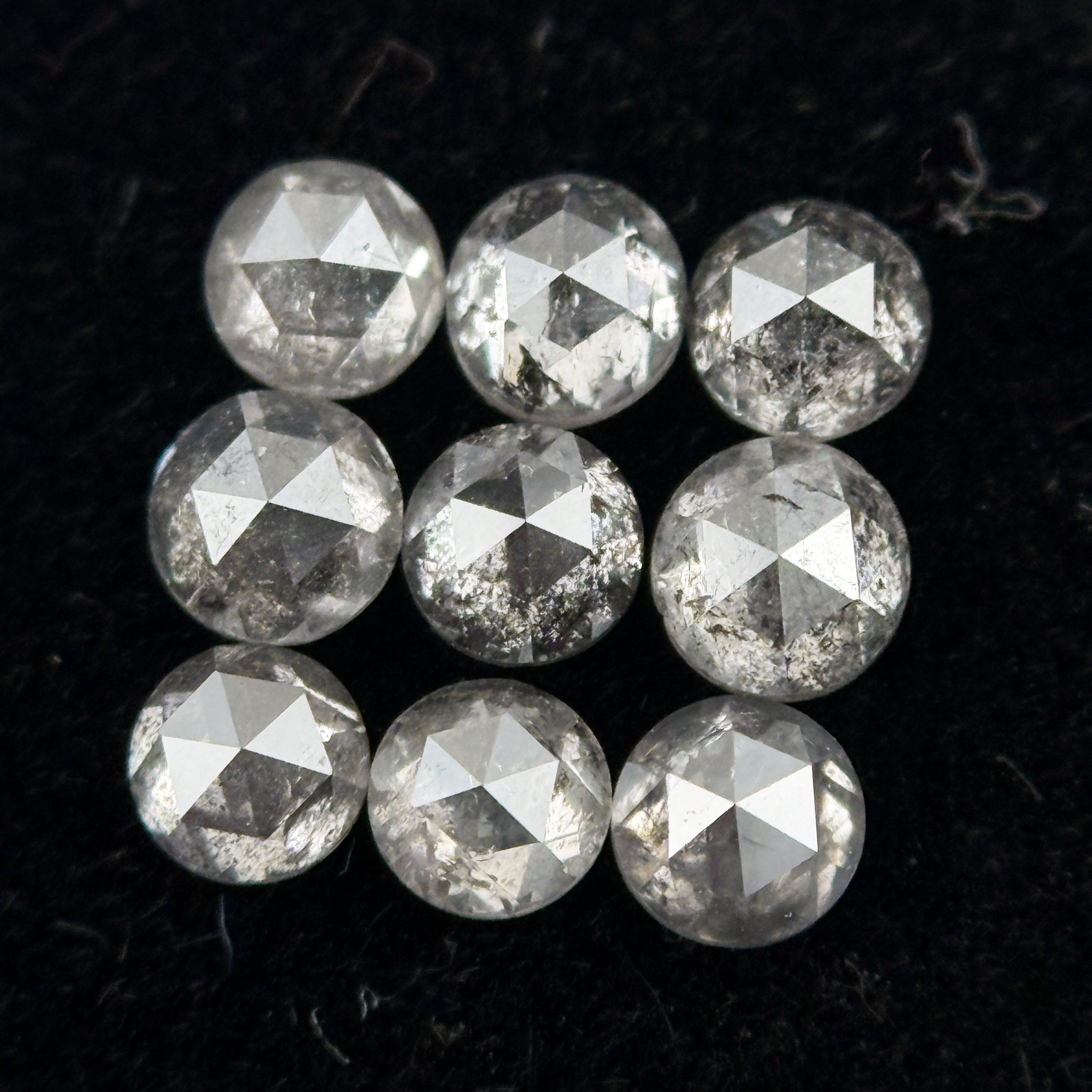 1.5 MM Round Rose Cut Grey Natural Galaxy Diamond