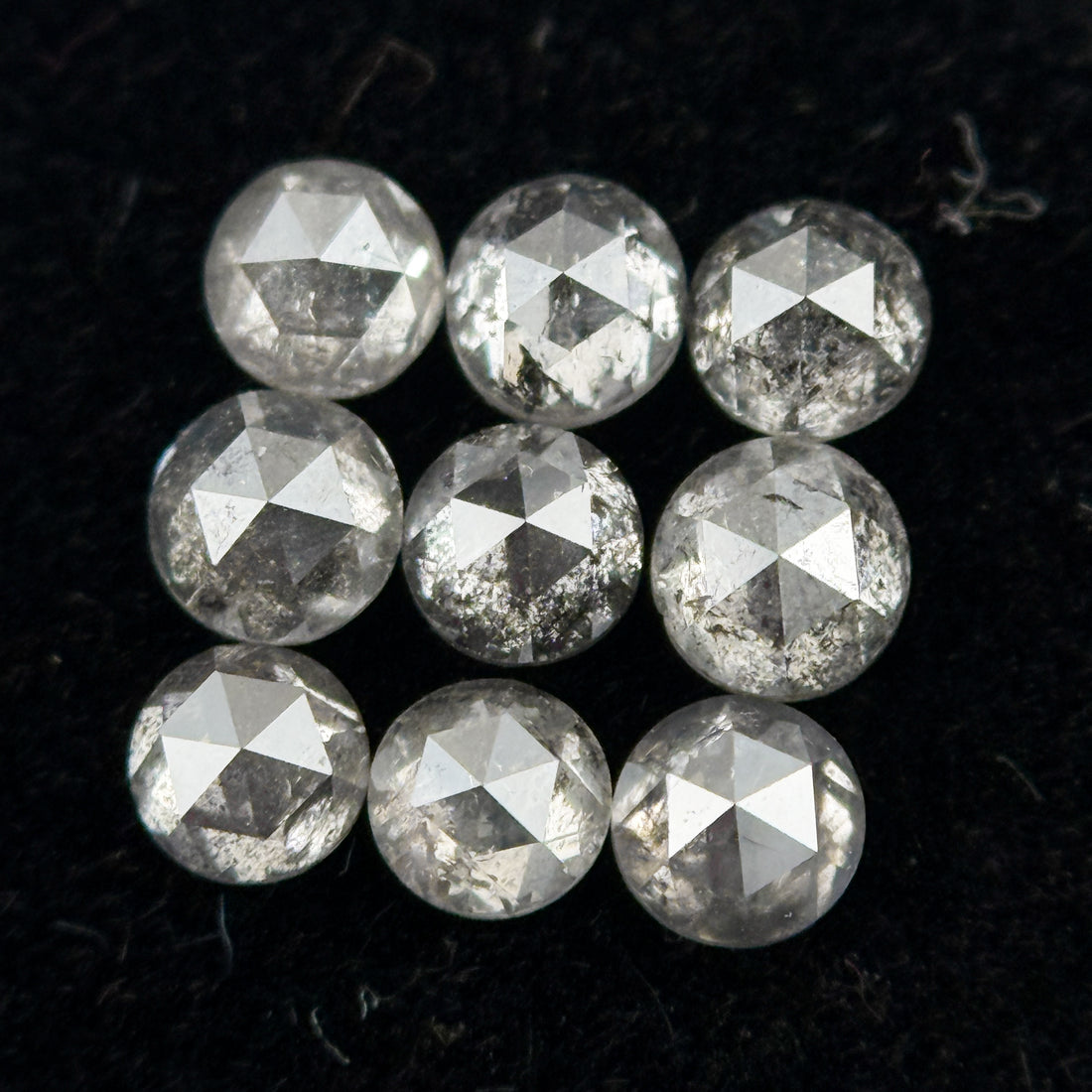 1.5 MM Round Rose Cut Grey Natural Galaxy Diamond