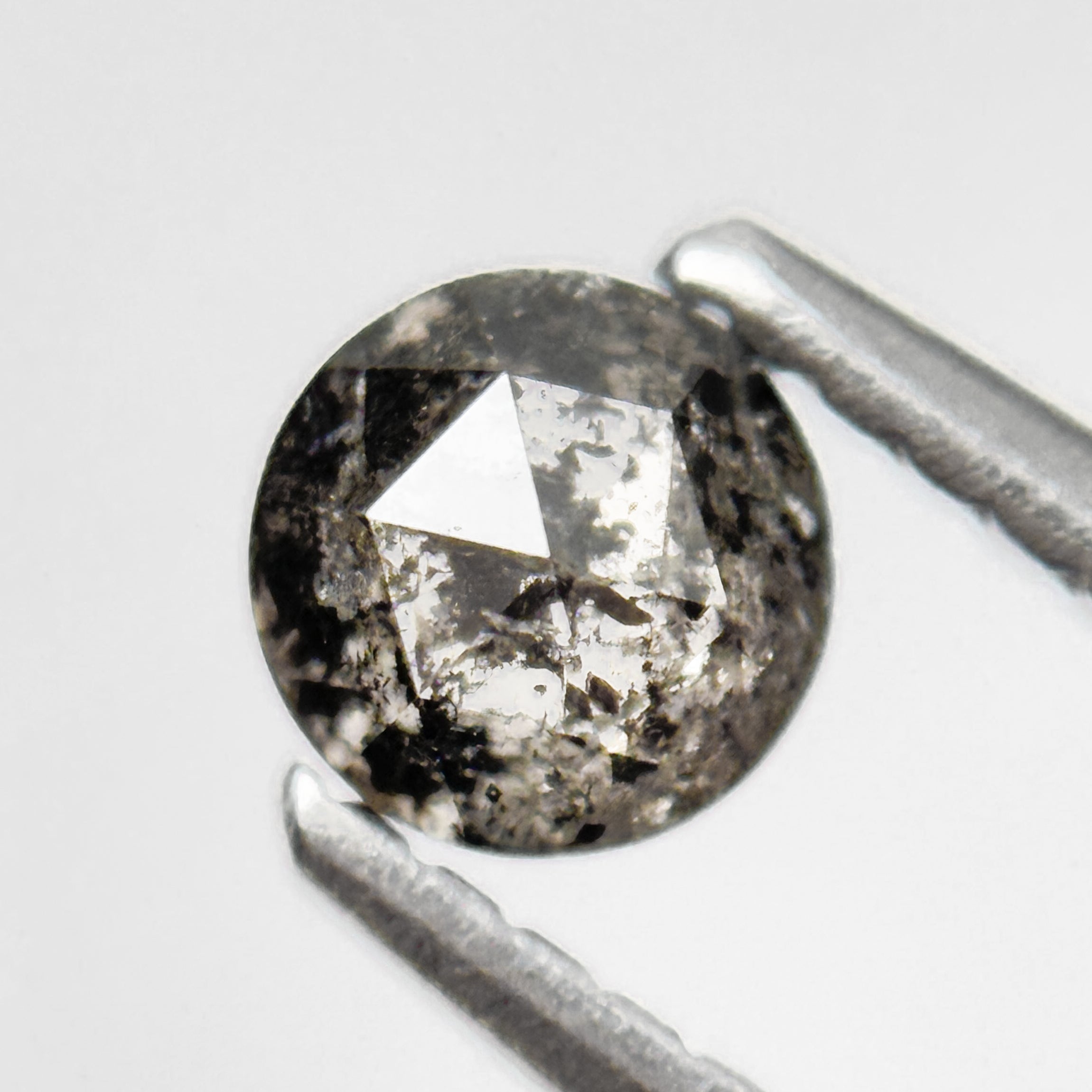 0.41 Ct Round Rose Cut Grey Natural Salt and Pepper Diamond