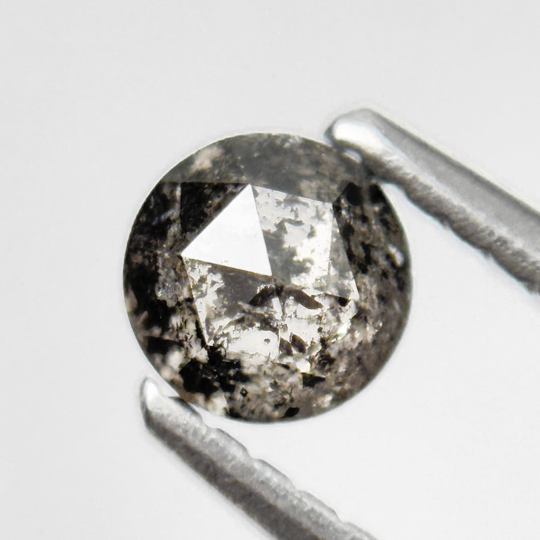 0.41 Ct Round Rose Cut Grey Natural Salt and Pepper Diamond