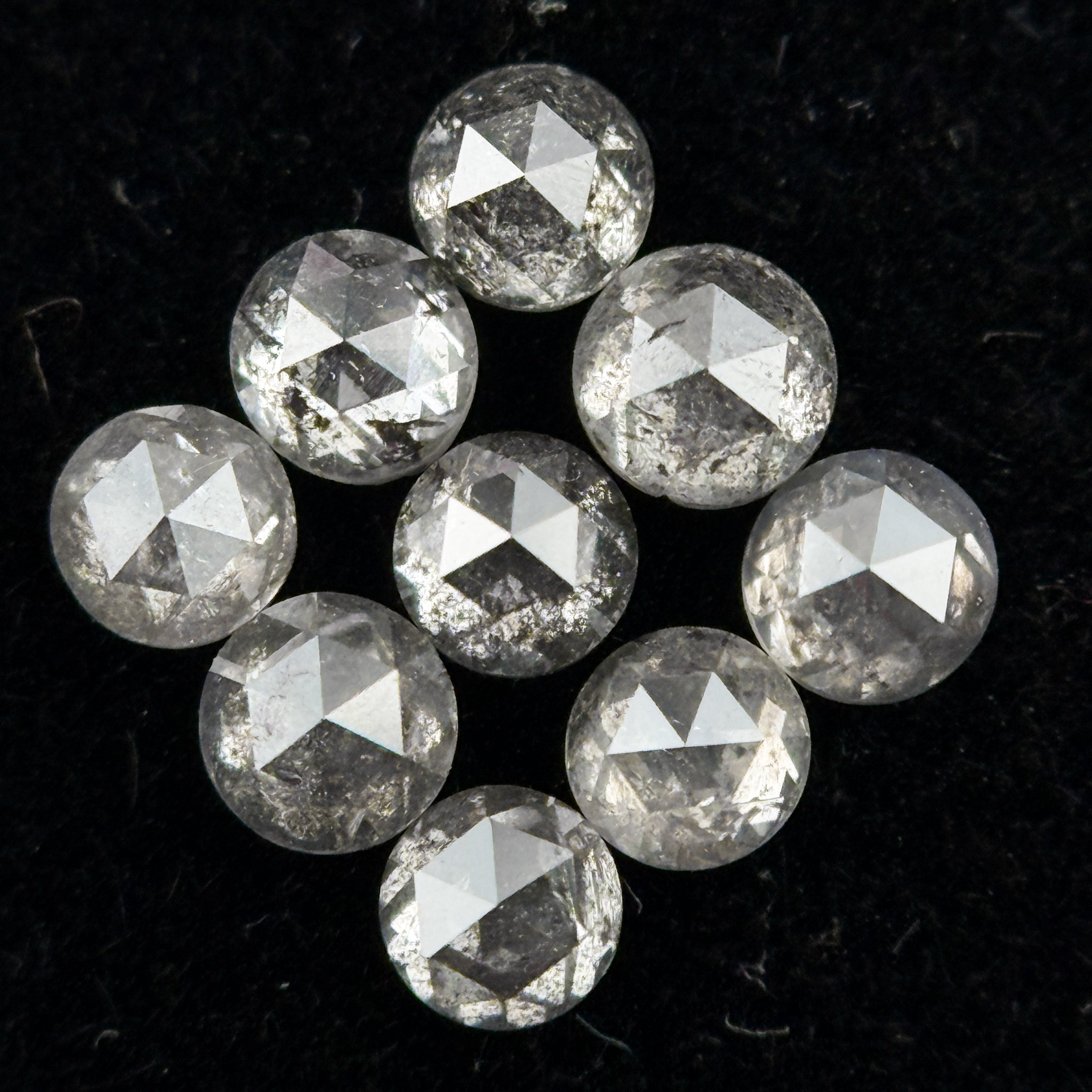 1.5 MM Round Rose Cut Grey Natural Galaxy Diamond