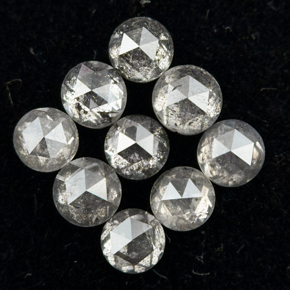 1.5 MM Round Rose Cut Grey Natural Galaxy Diamond