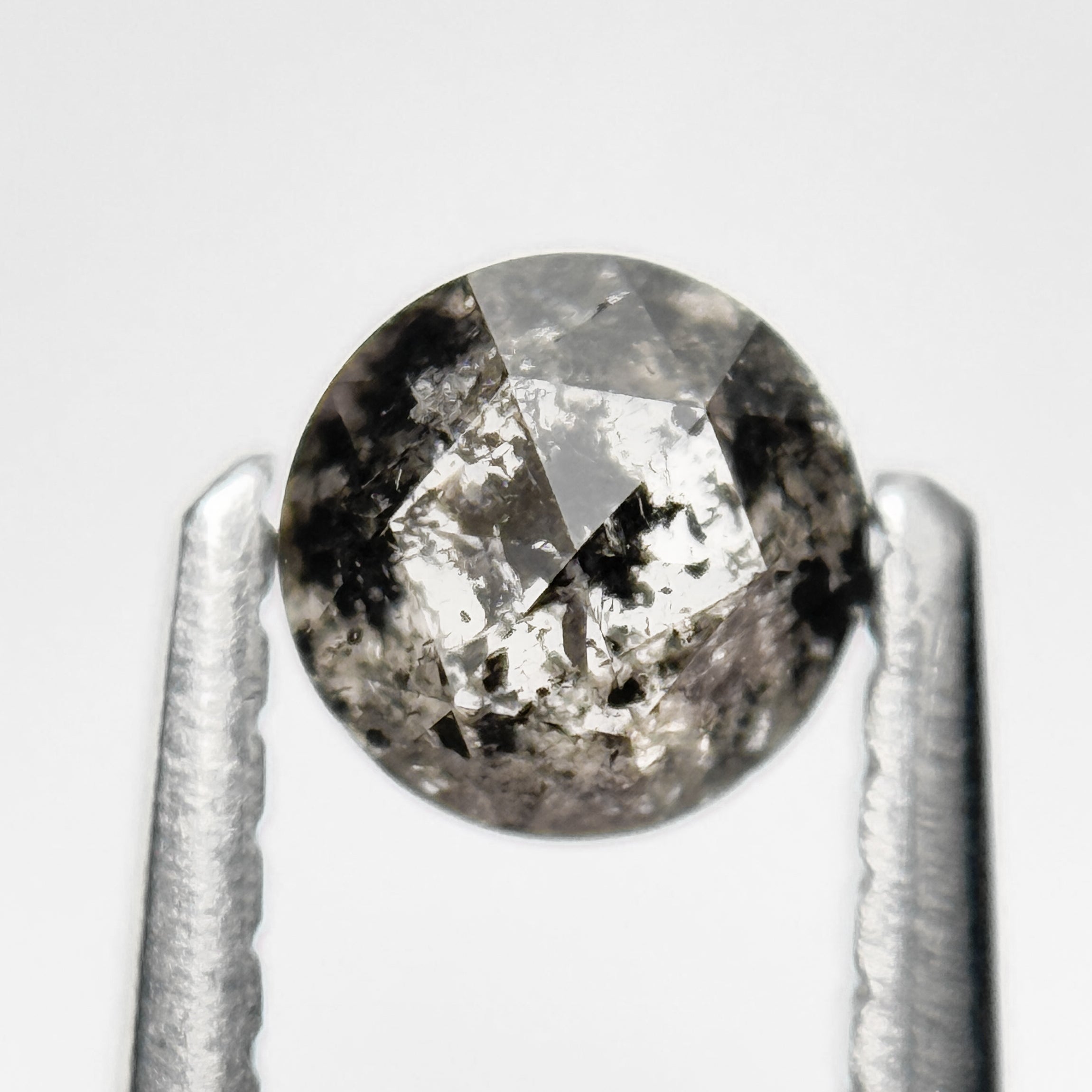 0.41 Ct Round Rose Cut Grey Natural Salt and Pepper Diamond