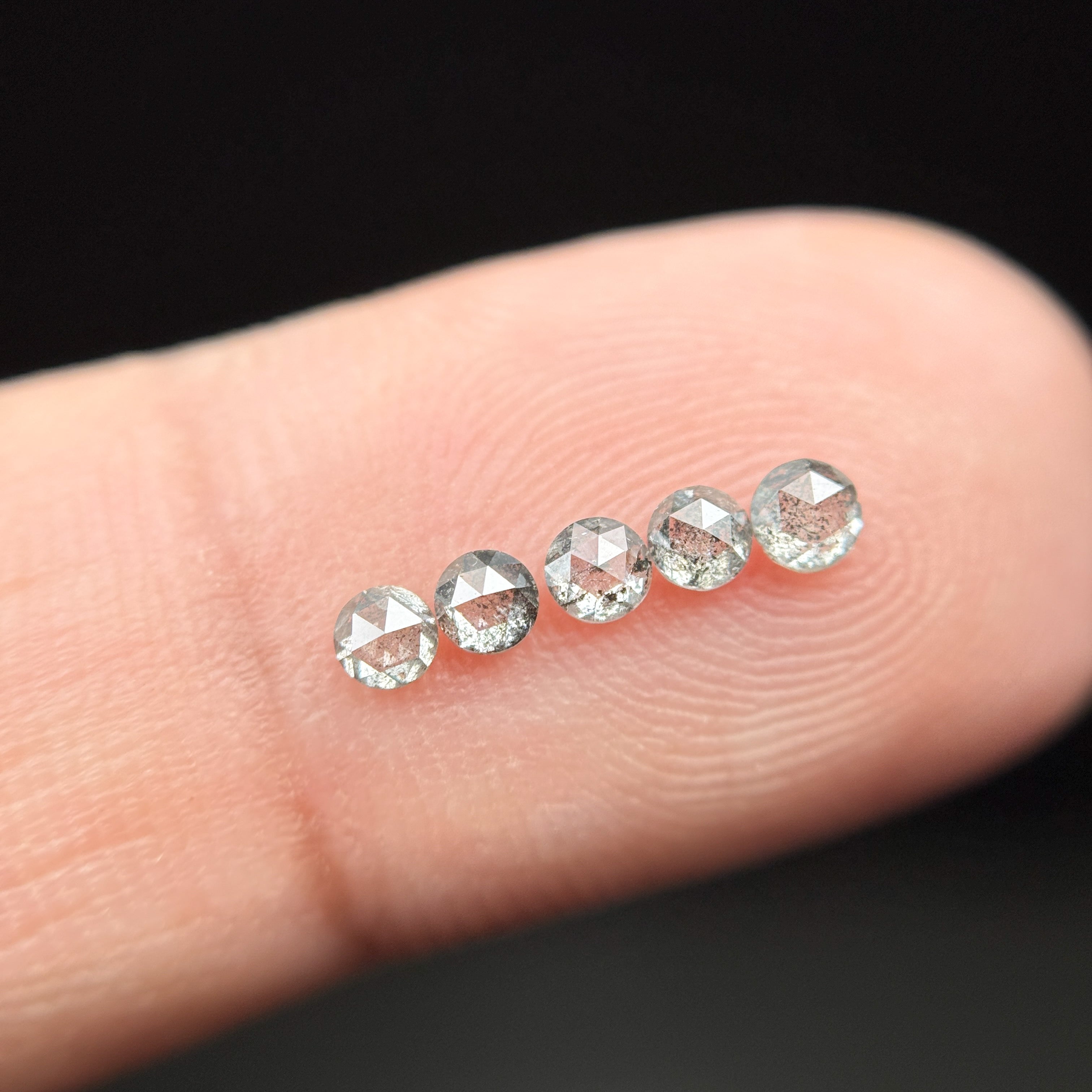1.5 MM Round Rose Cut Grey Natural Galaxy Diamond