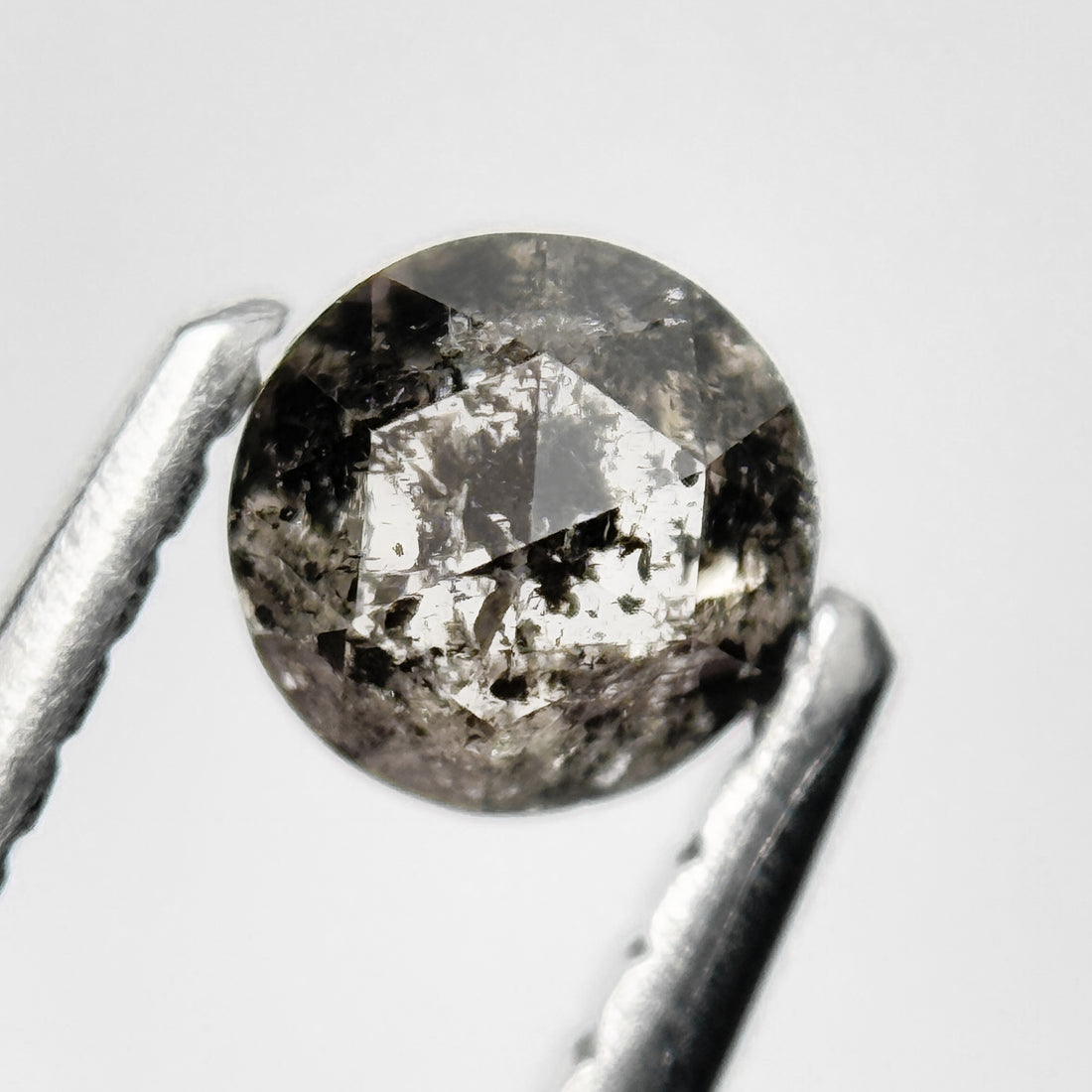 0.41 Ct Round Rose Cut Grey Natural Salt and Pepper Diamond
