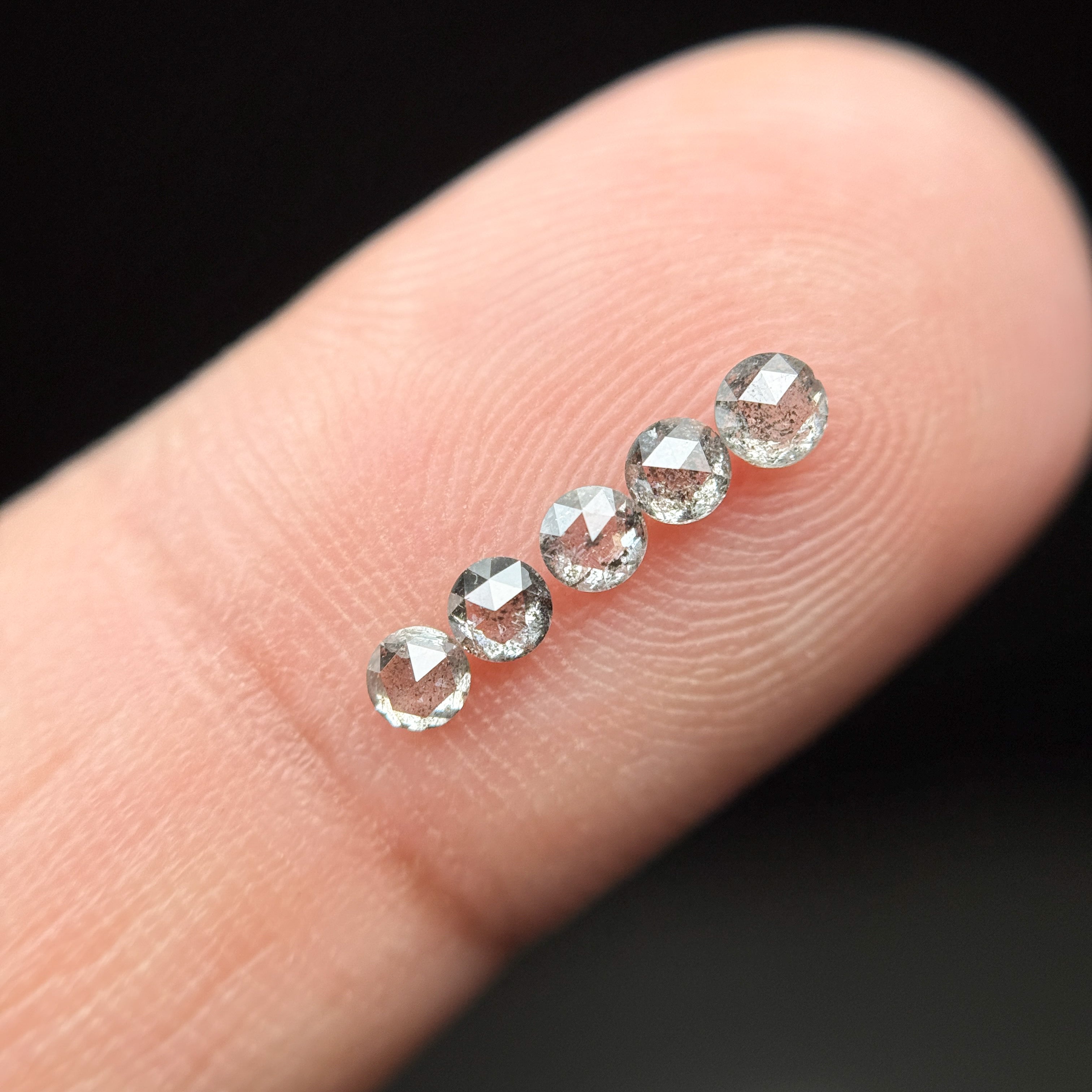 1.5 MM Round Rose Cut Grey Natural Galaxy Diamond