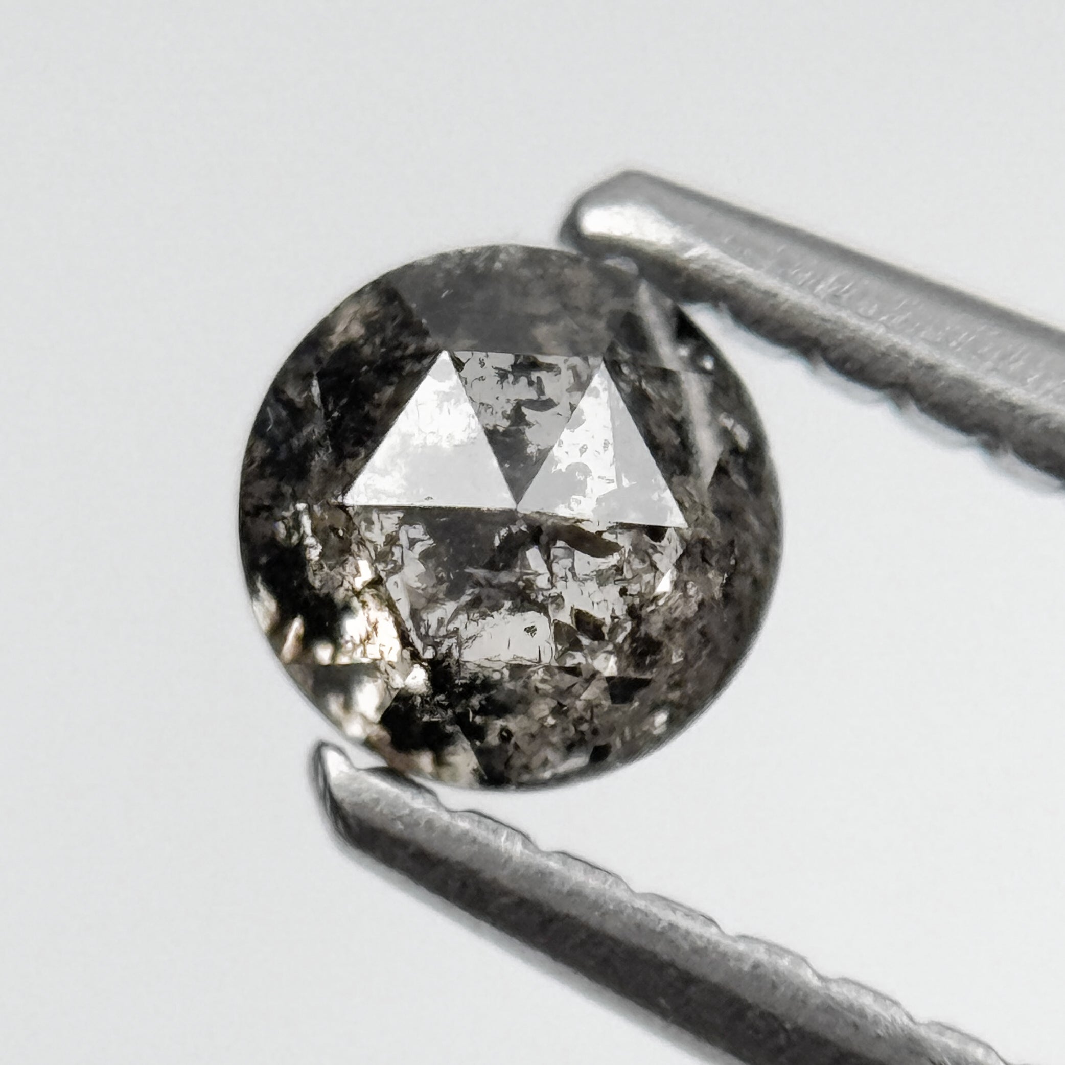 0.41 Ct Round Rose Cut Grey Natural Salt and Pepper Diamond