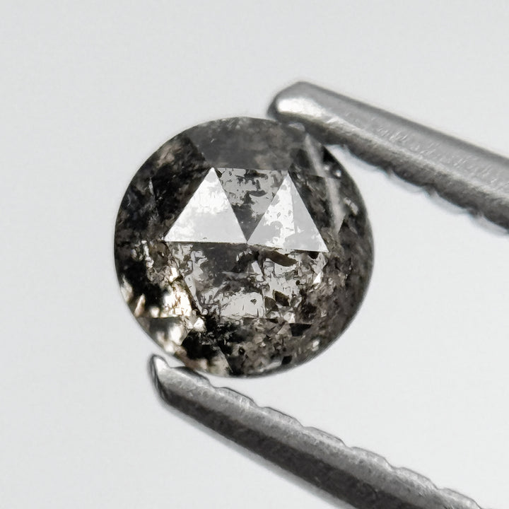 0.41 Ct Round Rose Cut Grey Natural Salt and Pepper Diamond
