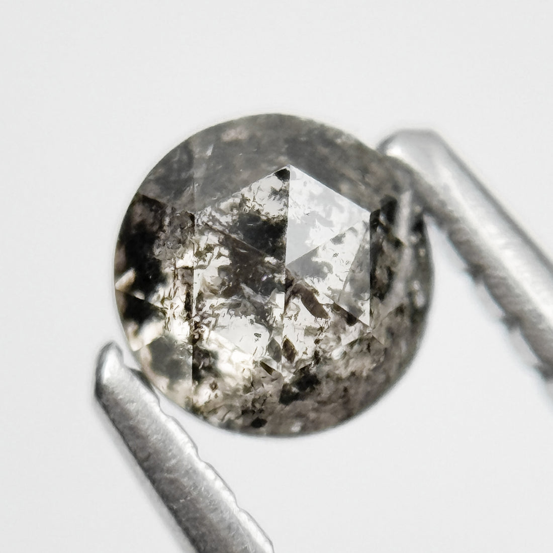 0.41 Ct Round Rose Cut Grey Natural Salt and Pepper Diamond
