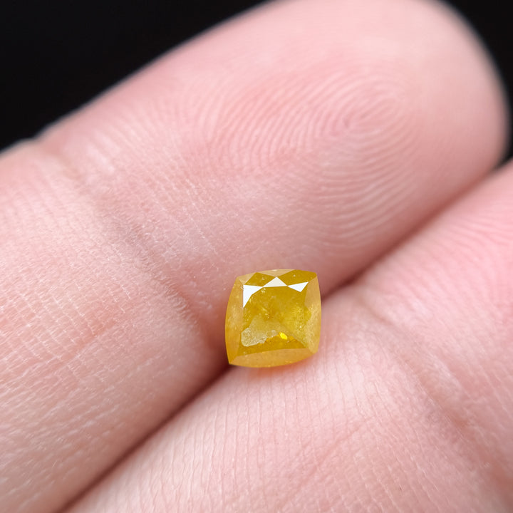 0.78 Ct Kite Rose Cut Yellow Natural Salt and Pepper Diamond