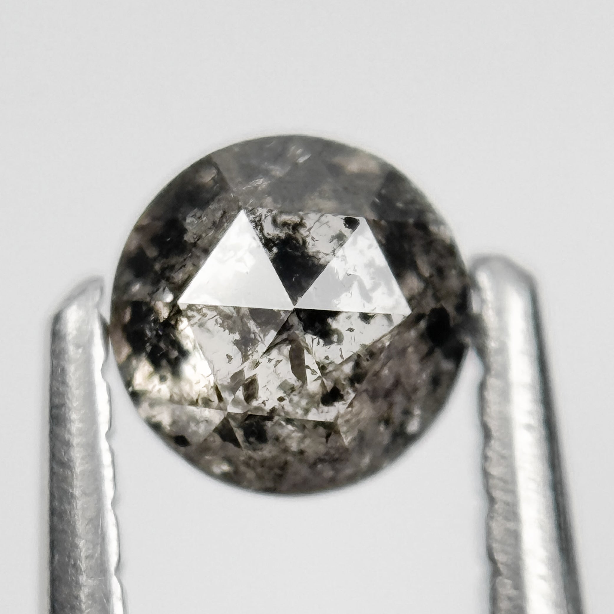 0.41 Ct Round Rose Cut Grey Natural Salt and Pepper Diamond