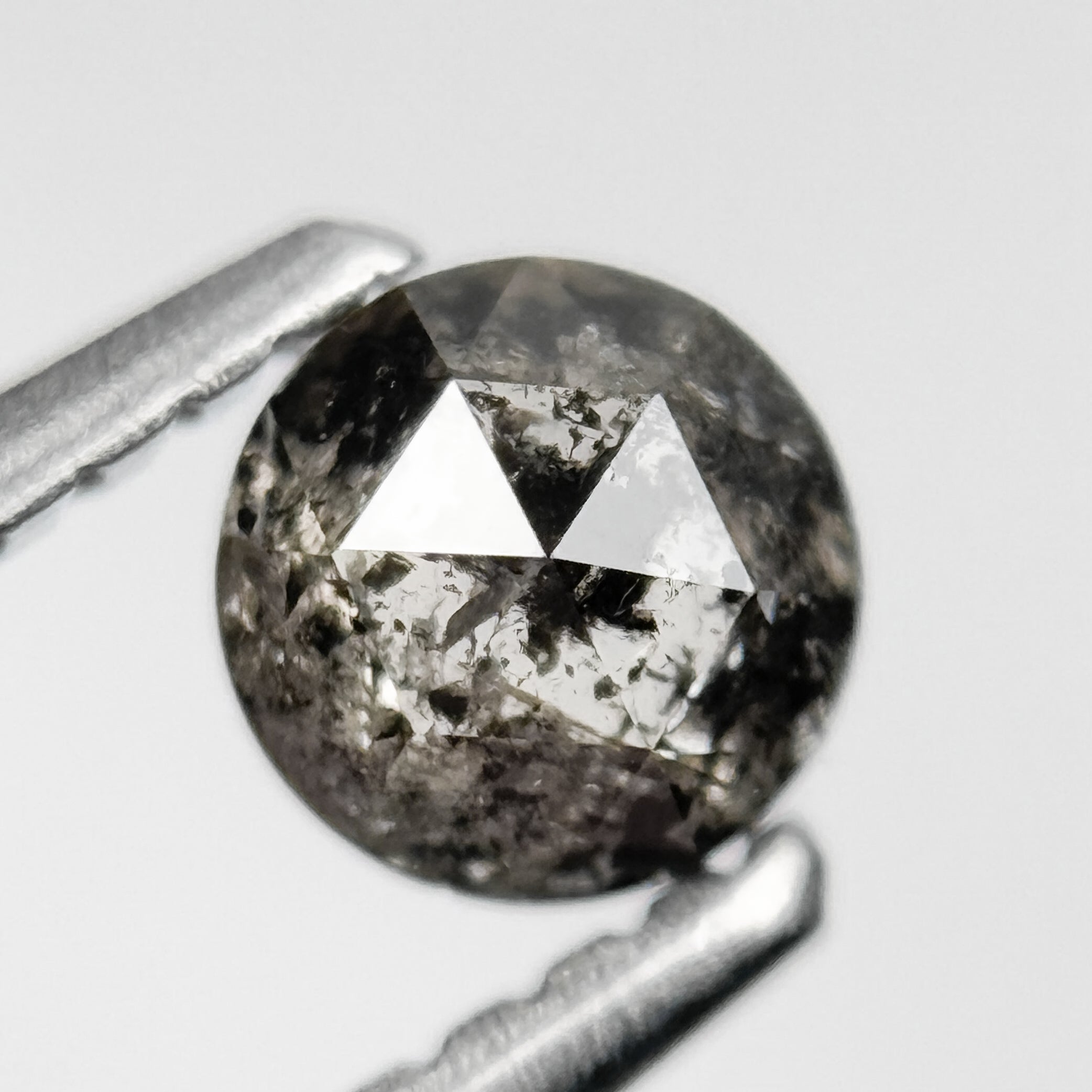 0.41 Ct Round Rose Cut Grey Natural Salt and Pepper Diamond