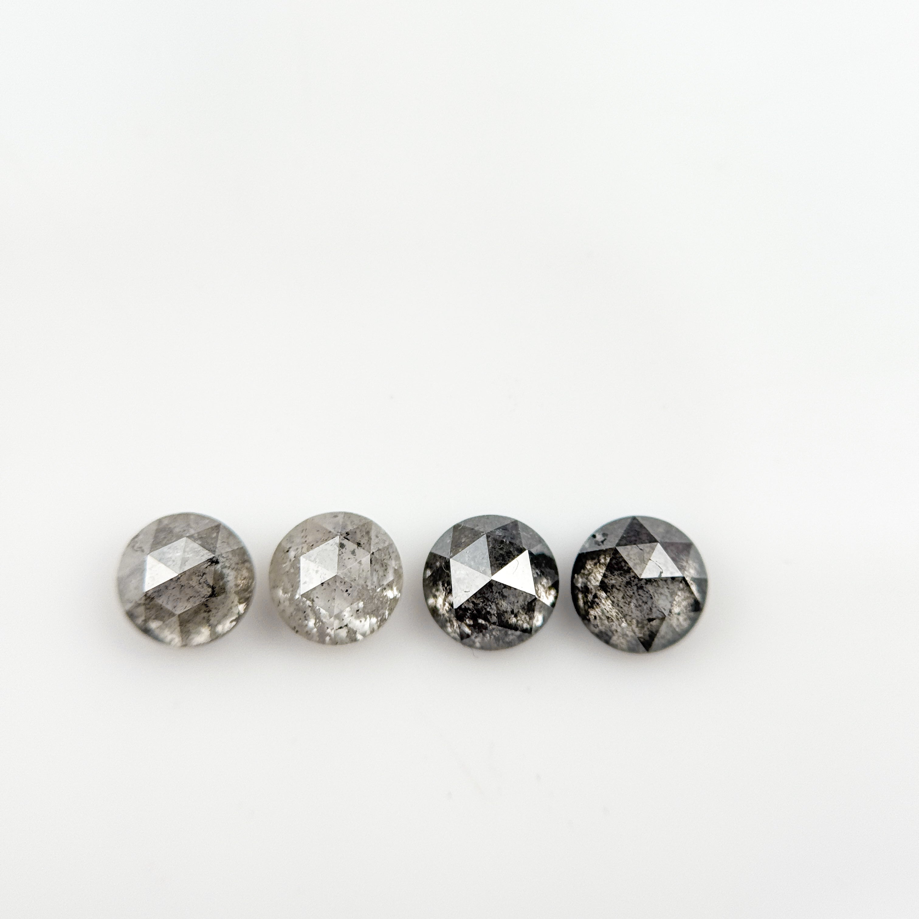 0.60 Ct Round Rose Cut Grey Natural Salt and Pepper Diamond