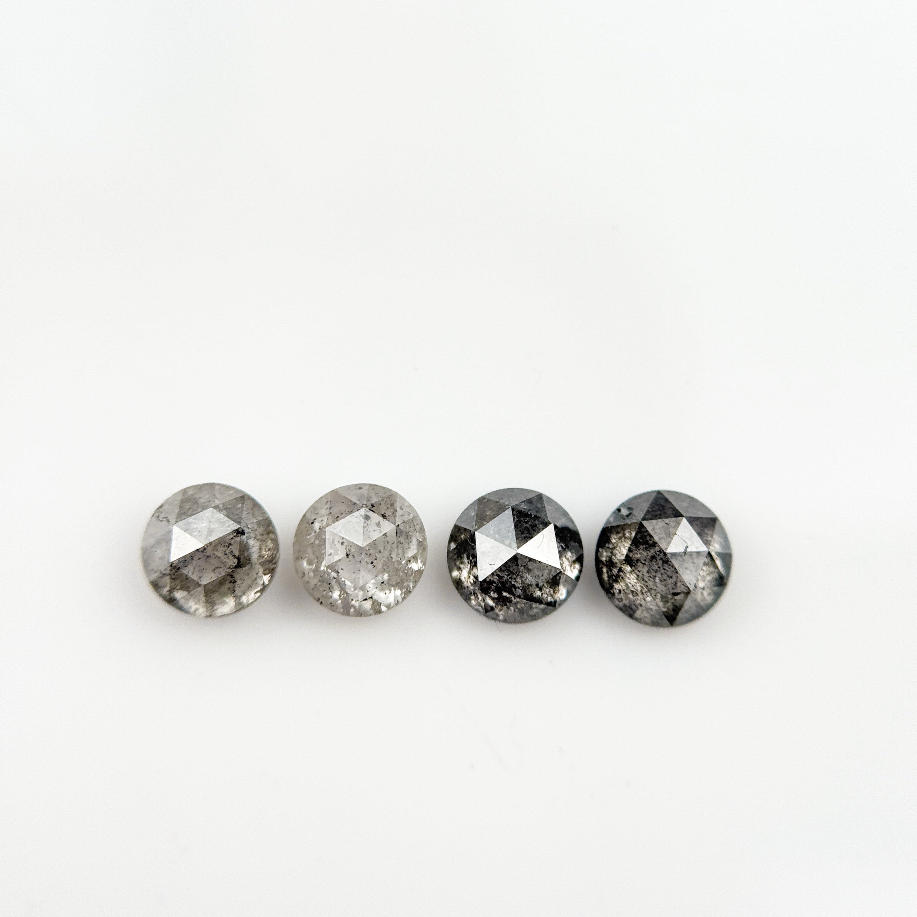 0.60 Ct Round Rose Cut Grey Natural Salt and Pepper Diamond