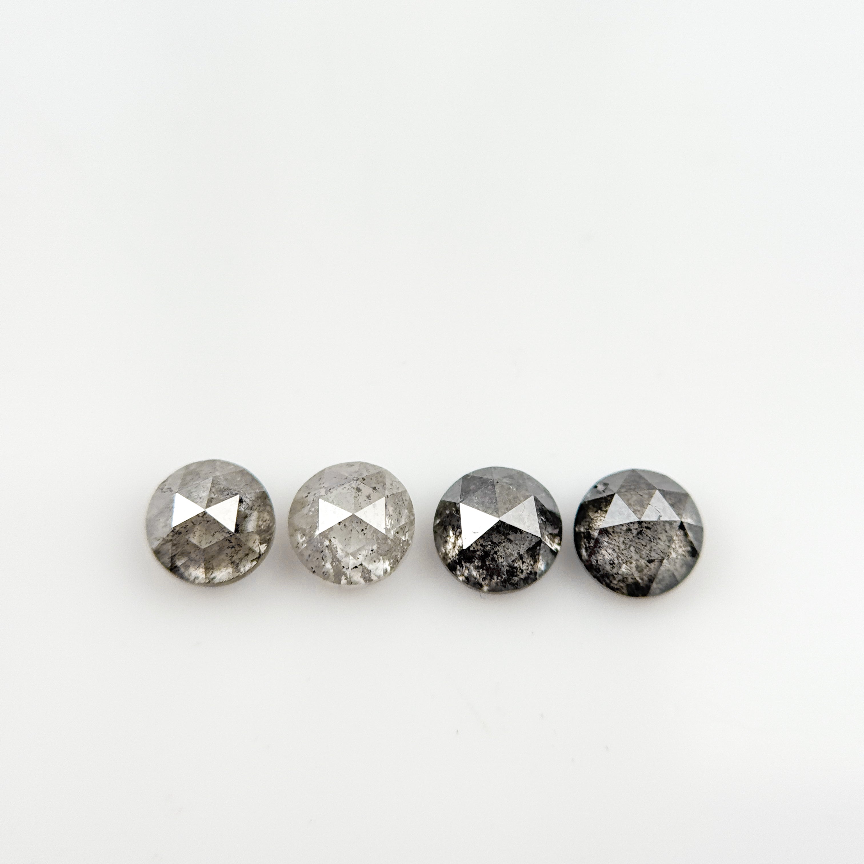 0.60 Ct Round Rose Cut Grey Natural Salt and Pepper Diamond