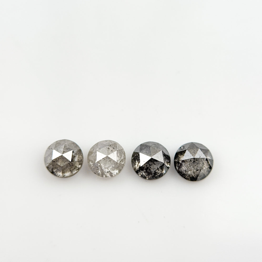 0.60 Ct Round Rose Cut Grey Natural Salt and Pepper Diamond