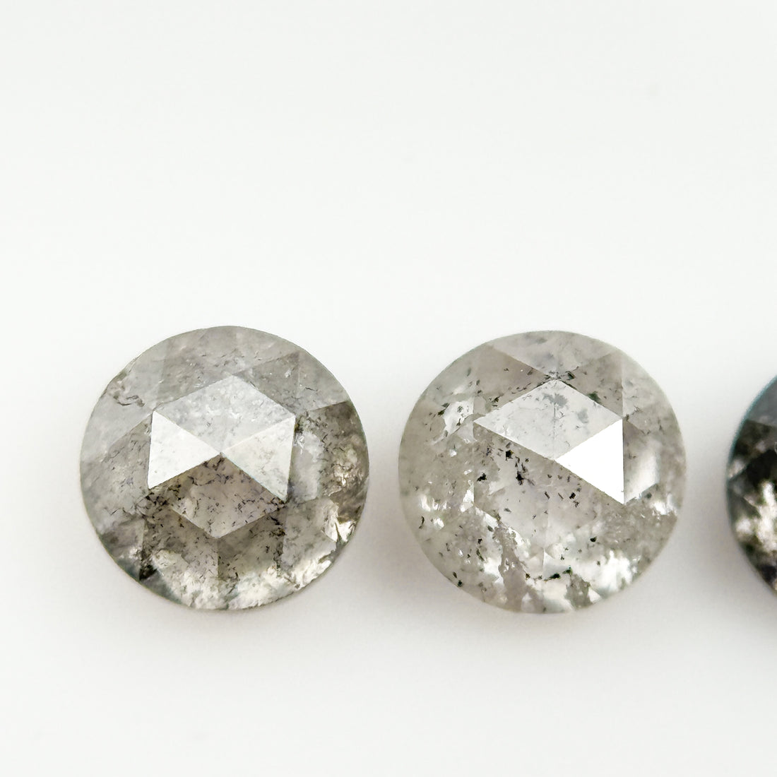 0.60 Ct Round Rose Cut Grey Natural Salt and Pepper Diamond