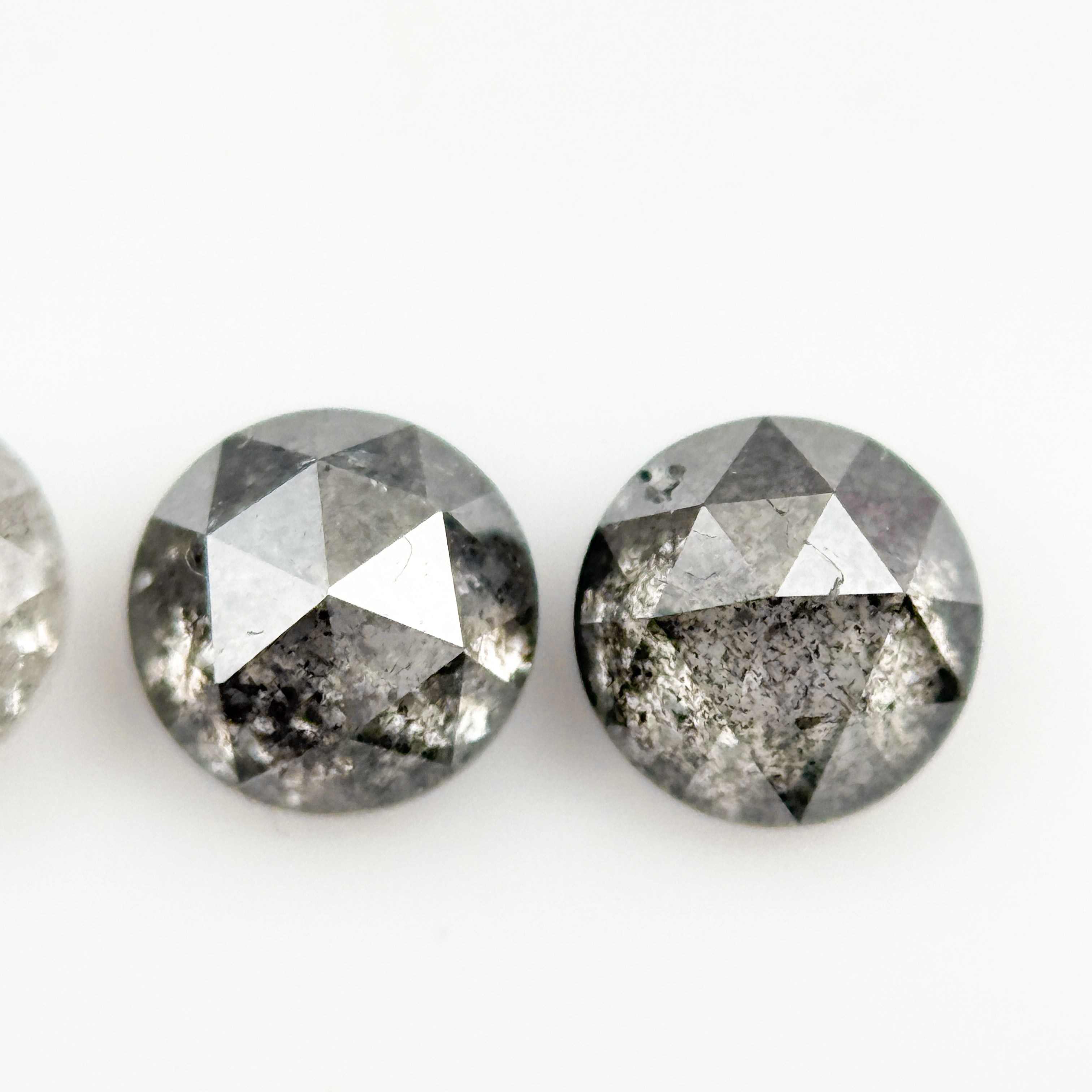 0.60 Ct Round Rose Cut Grey Natural Salt and Pepper Diamond