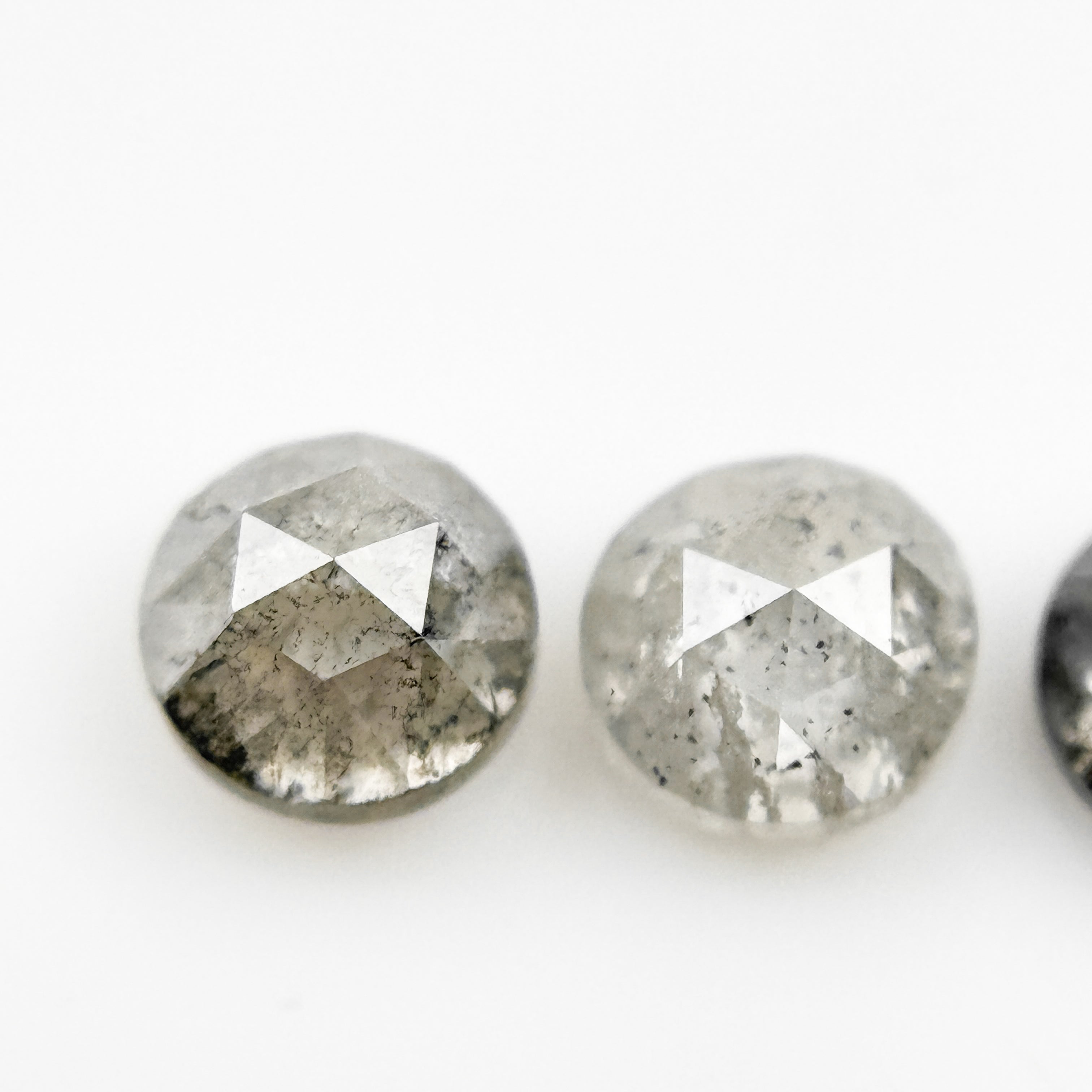 0.60 Ct Round Rose Cut Grey Natural Salt and Pepper Diamond
