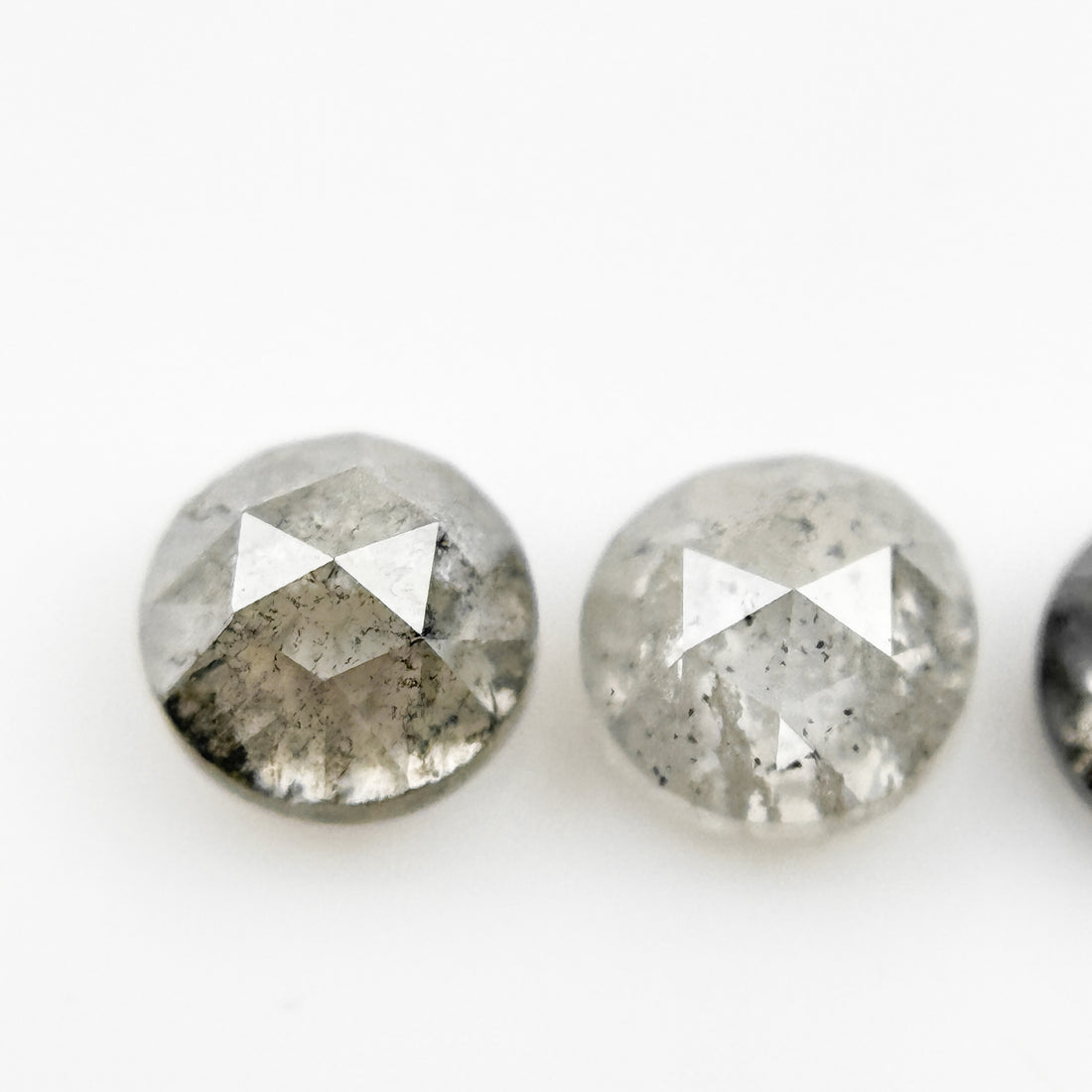 0.60 Ct Round Rose Cut Grey Natural Salt and Pepper Diamond
