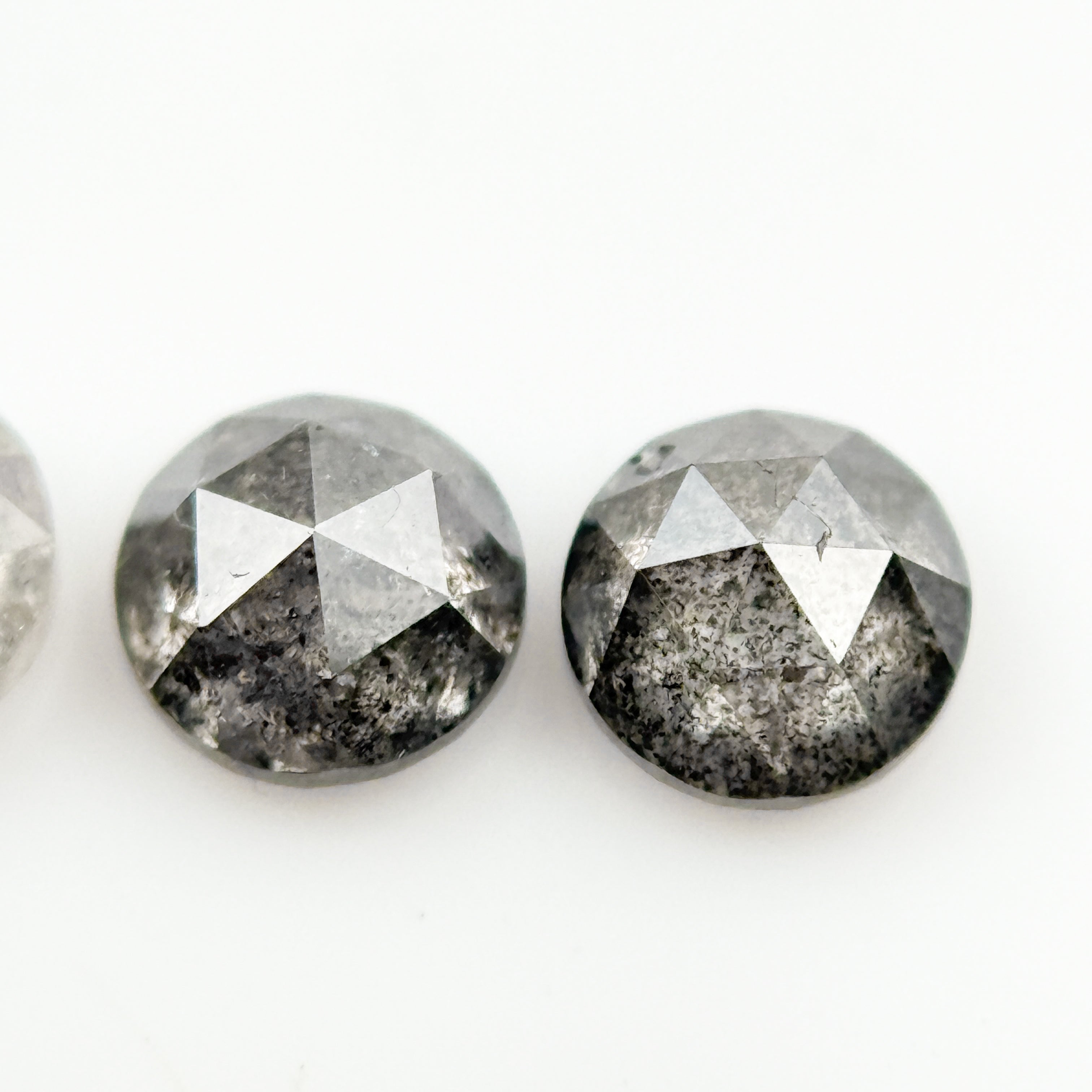 0.60 Ct Round Rose Cut Grey Natural Salt and Pepper Diamond