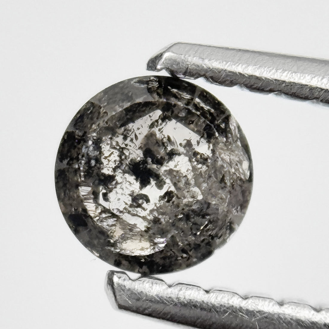0.41 Ct Round Rose Cut Grey Natural Salt and Pepper Diamond