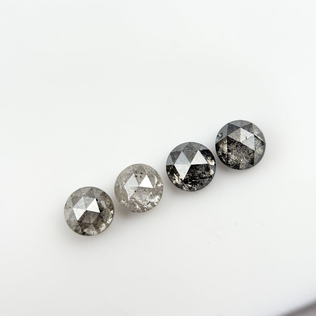 0.60 Ct Round Rose Cut Grey Natural Salt and Pepper Diamond