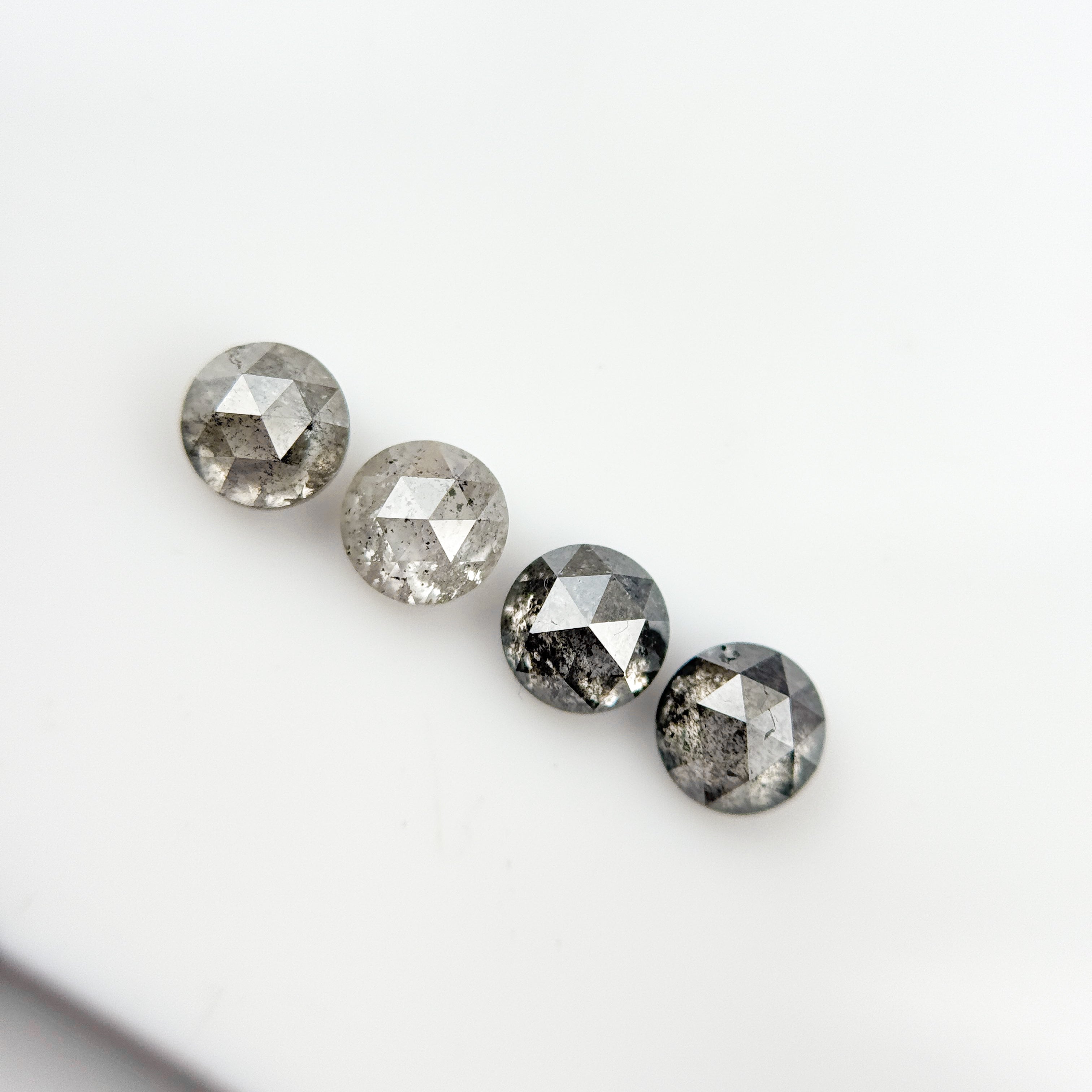 0.60 Ct Round Rose Cut Grey Natural Salt and Pepper Diamond