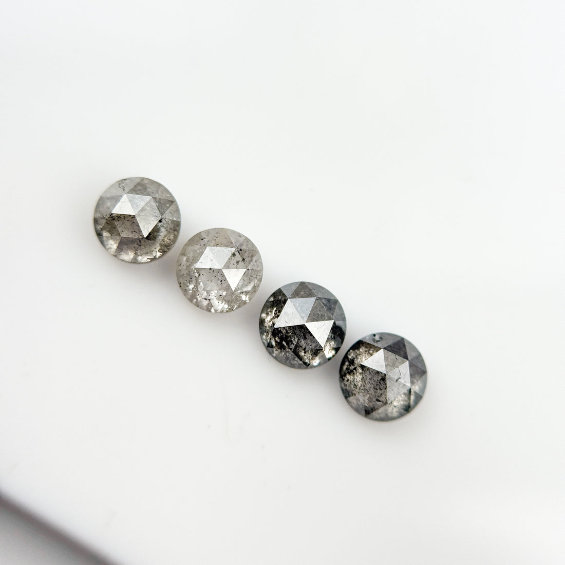0.60 Ct Round Rose Cut Grey Natural Salt and Pepper Diamond