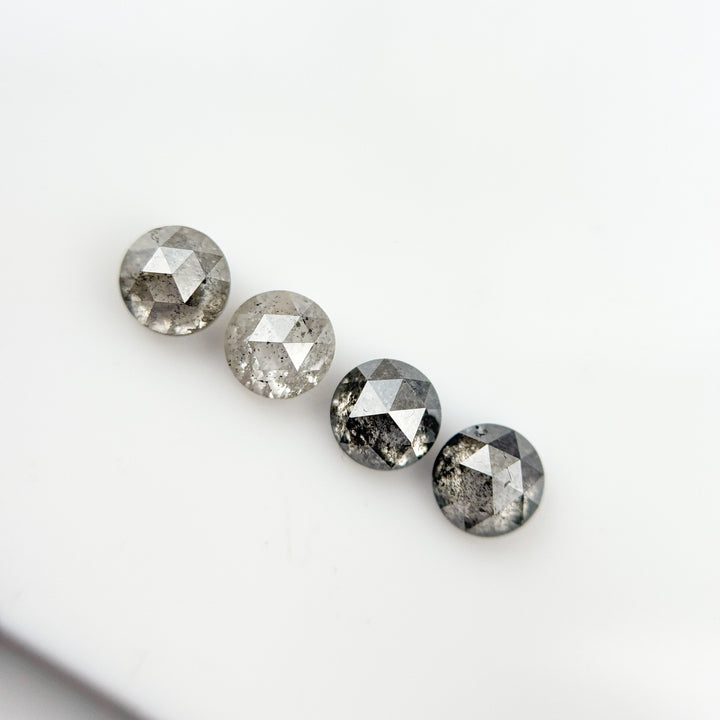 0.60 Ct Round Rose Cut Grey Natural Salt and Pepper Diamond